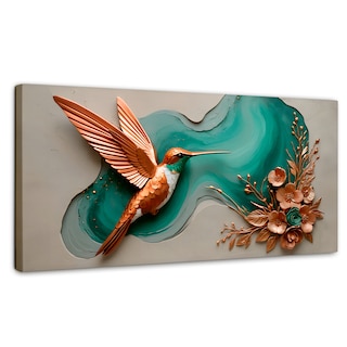 Foto 1 | Cuadros De Colibrí Canvas Colibrí Y Flores 120x60