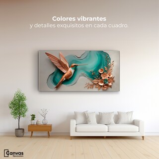 Foto 2 | Cuadros De Colibrí Canvas Colibrí Y Flores 120x60
