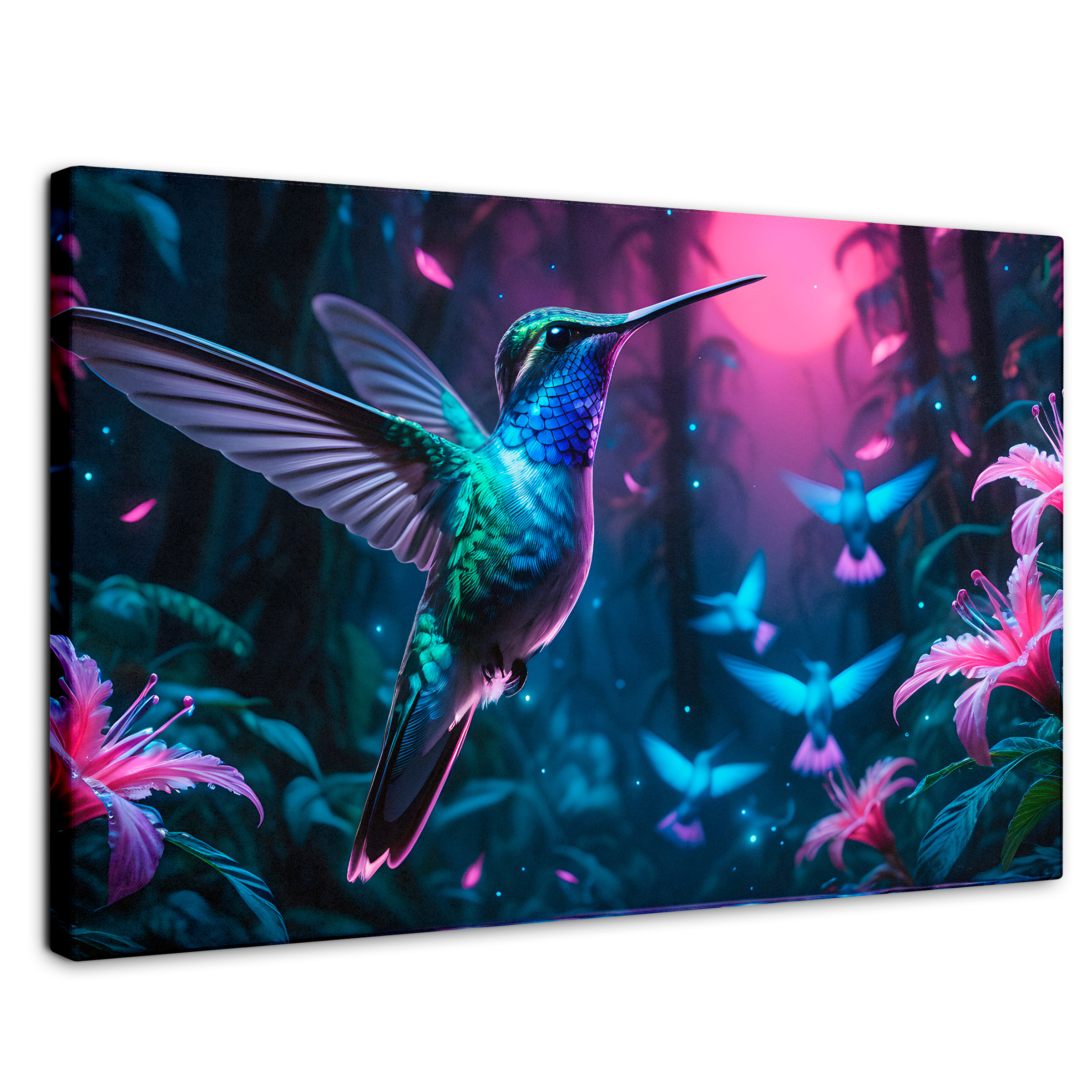 Foto 2 pulgar | Cuadros De Colibrí Canvas Colibrí Fluorescente 90x60