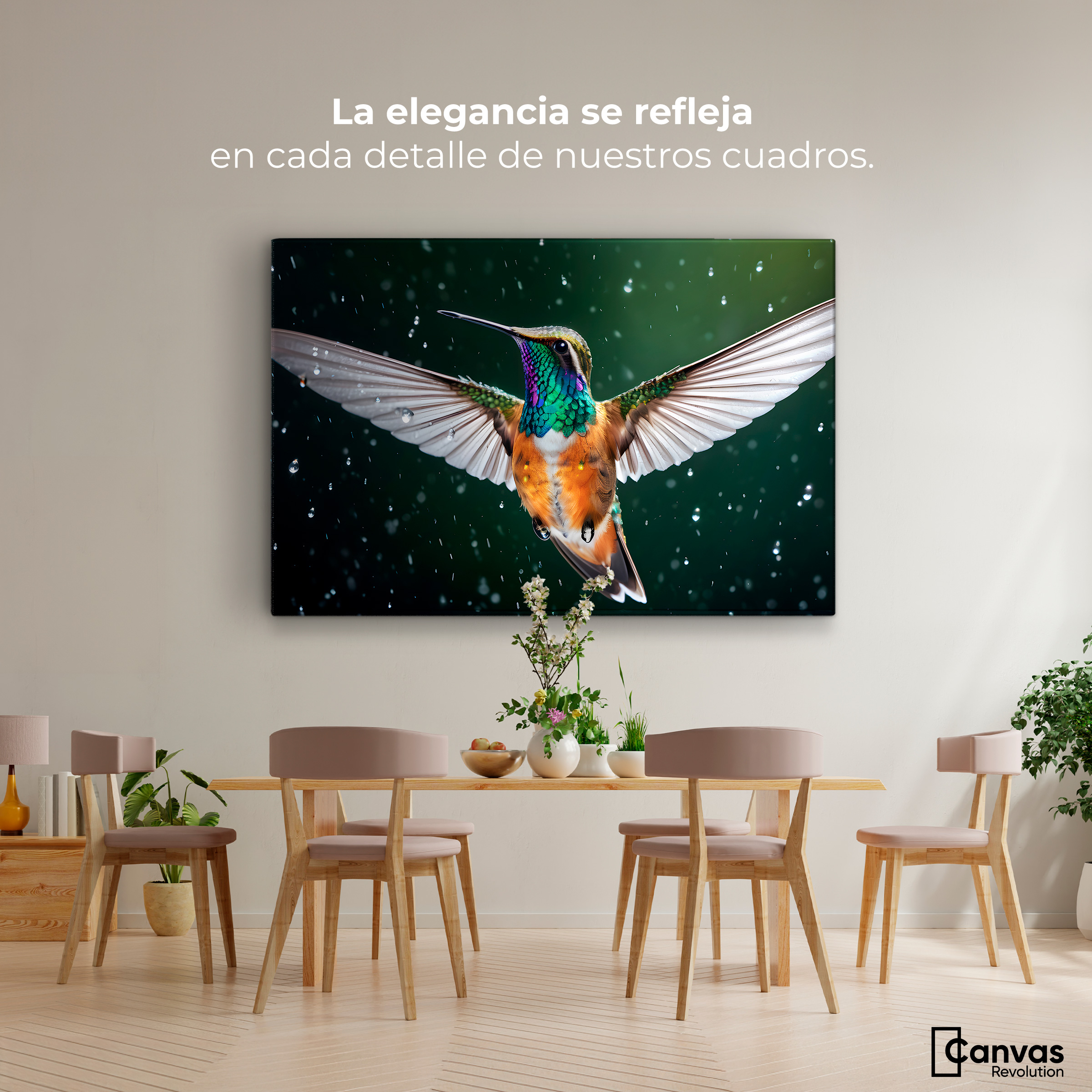 Foto 3 pulgar | Cuadros De Colibrí Canvas Colibrí Nocturno 90x60