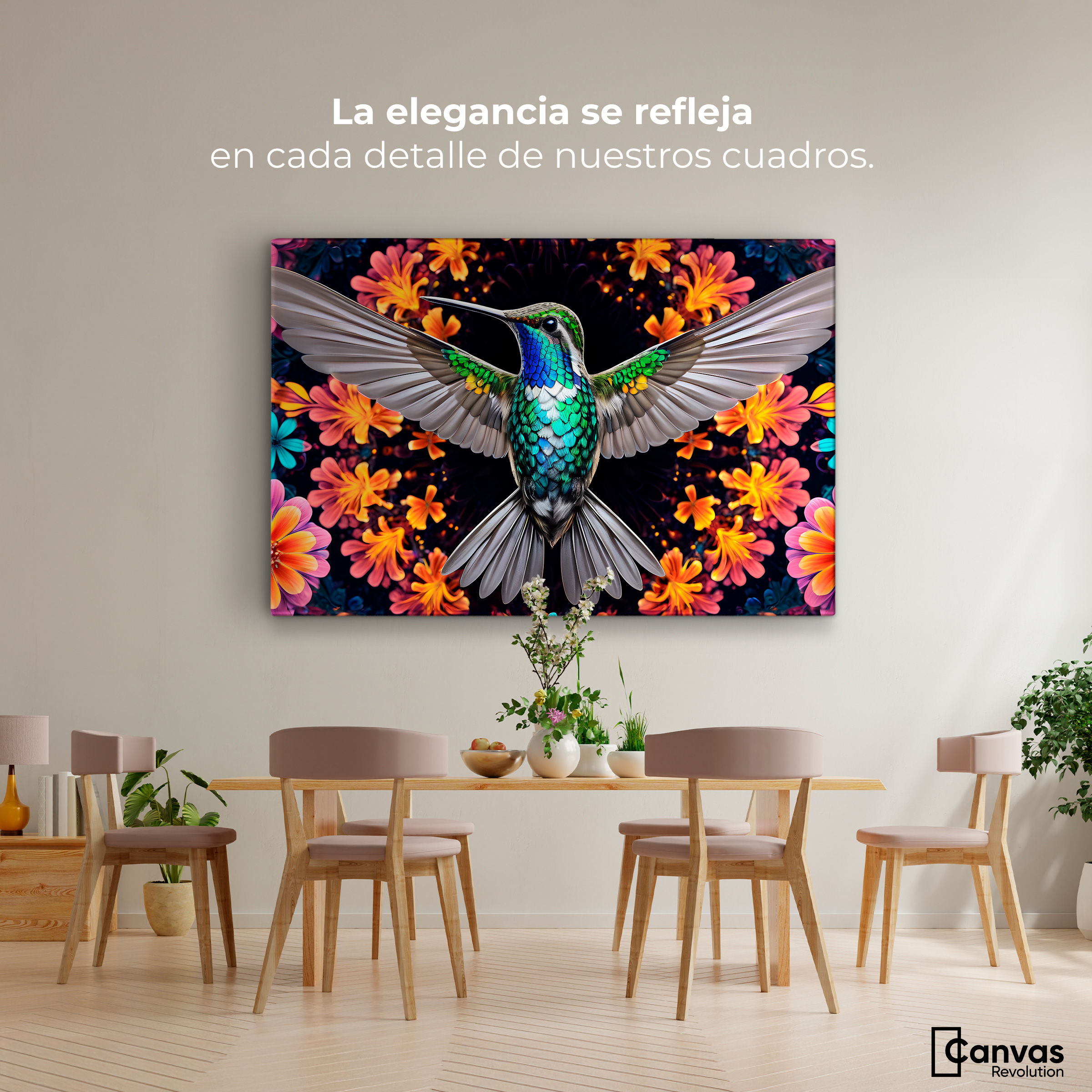 Foto 3 pulgar | Cuadros De Colibrí Canvas Colibrí Tropical 90x60