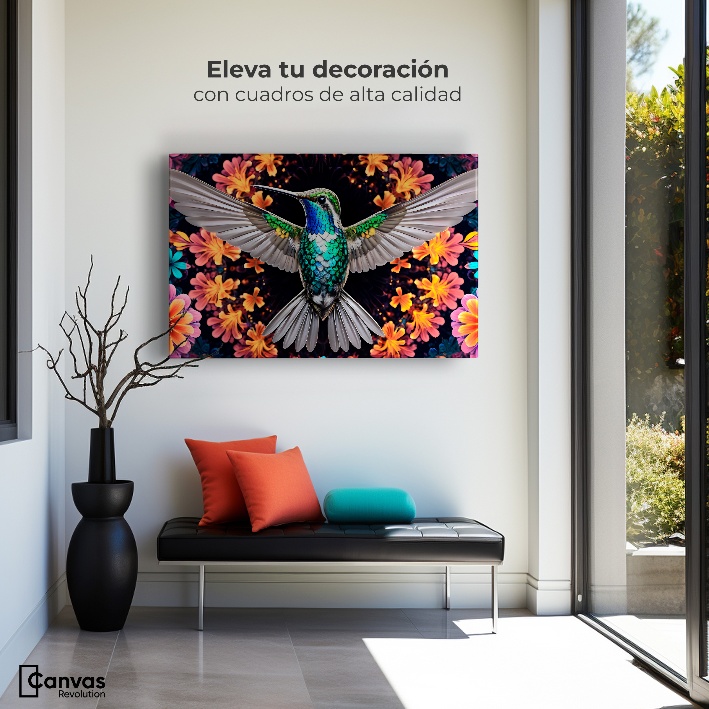Foto 4 pulgar | Cuadros De Colibrí Canvas Colibrí Tropical 90x60