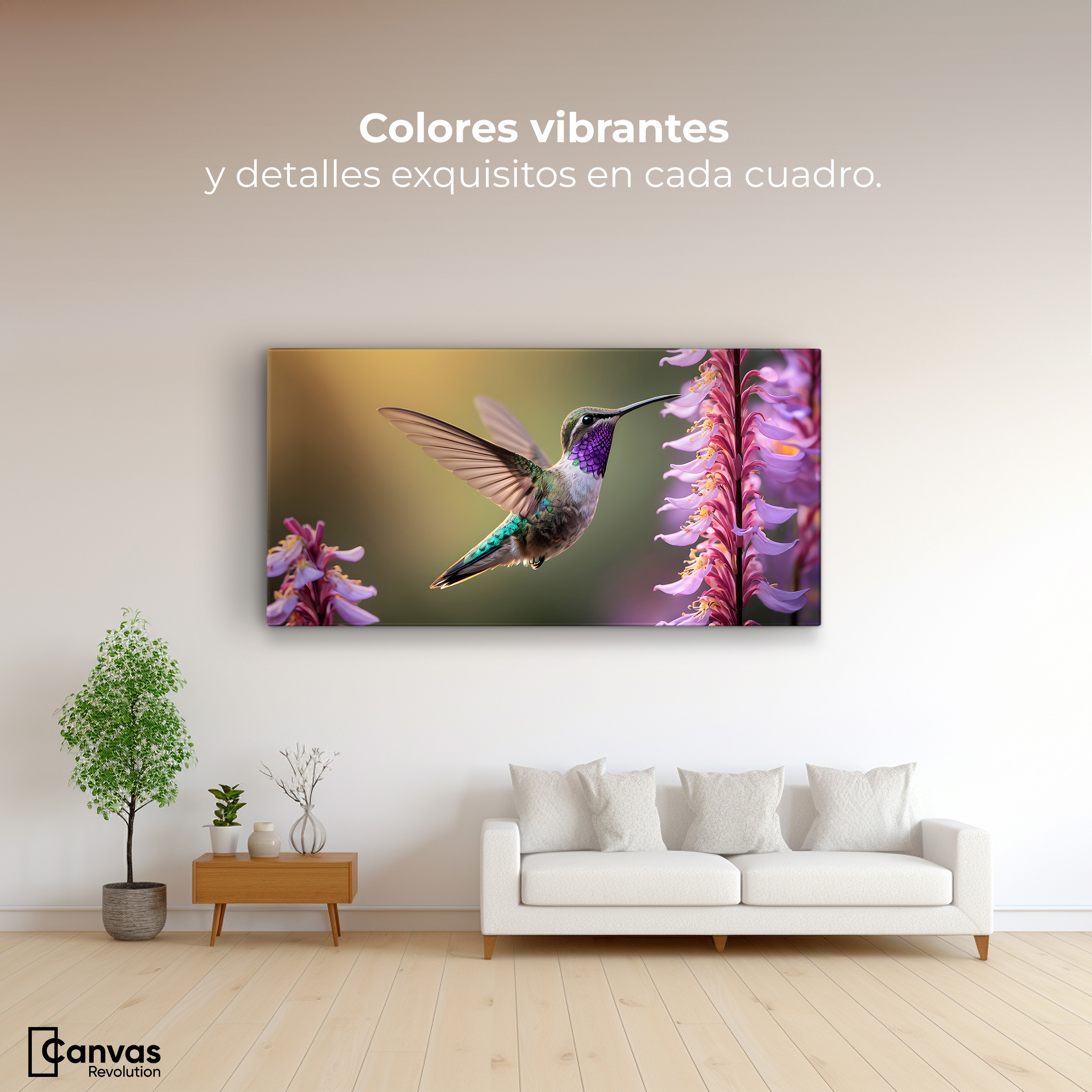 Foto 3 pulgar | Cuadros De Colibrí Canvas Colibrí Elegante 120x60