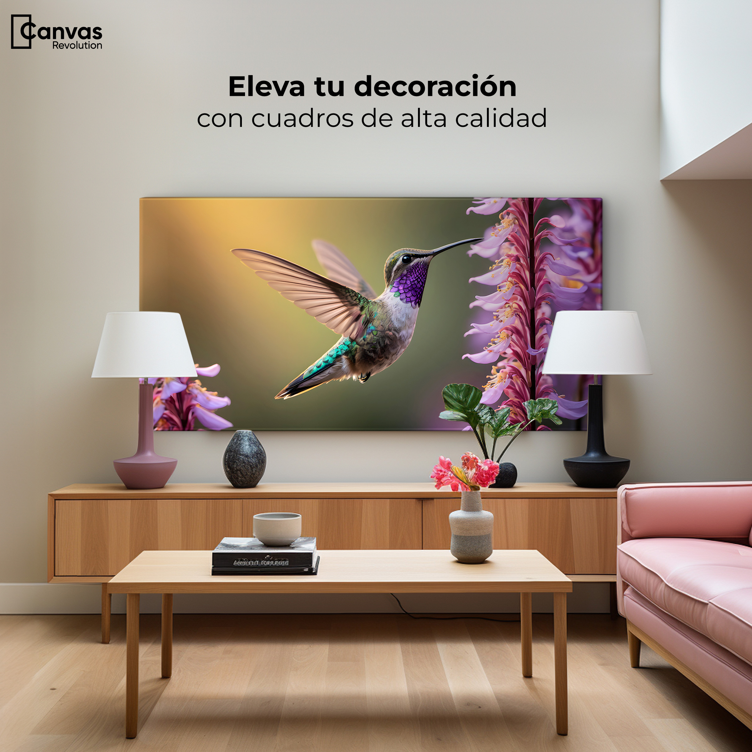 Foto 4 pulgar | Cuadros De Colibrí Canvas Colibrí Elegante 120x60