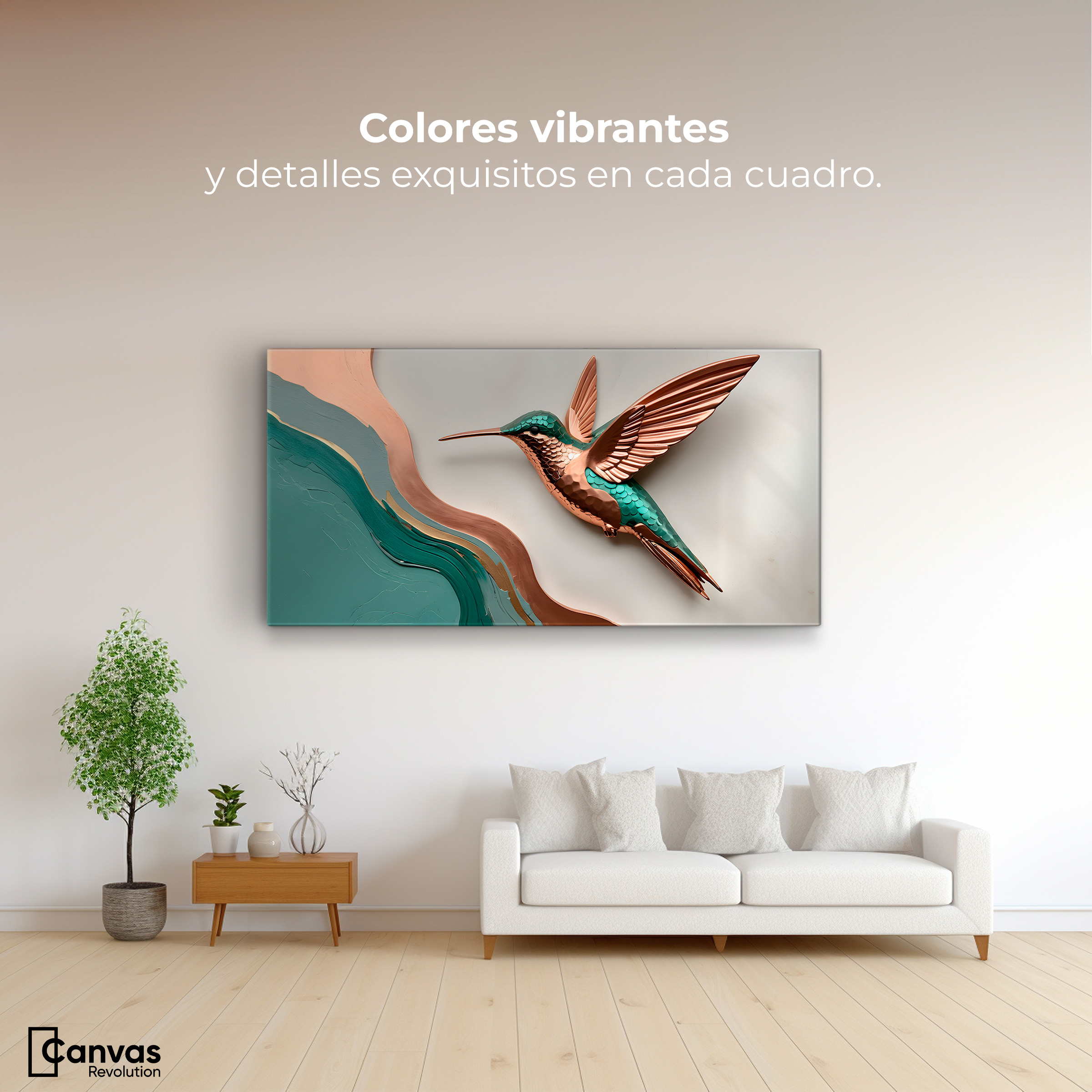 Foto 3 pulgar | Cuadros De Colibrí Canvas Colibrí Esmeralda 120x60