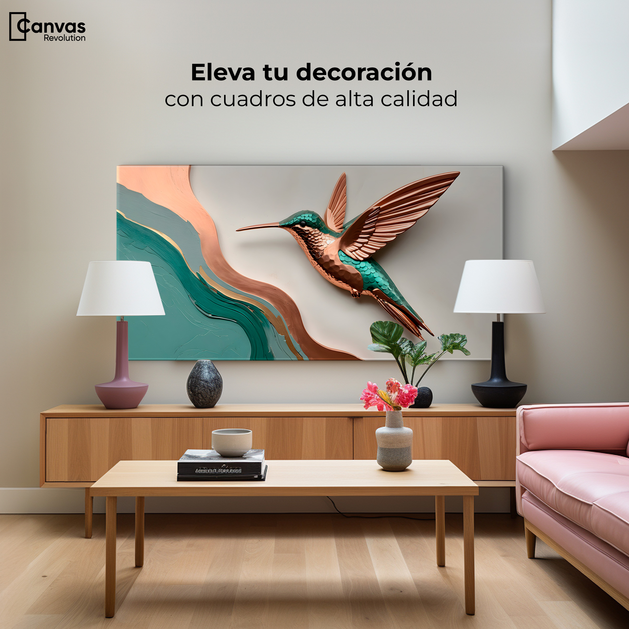 Foto 4 pulgar | Cuadros De Colibrí Canvas Colibrí Esmeralda 120x60
