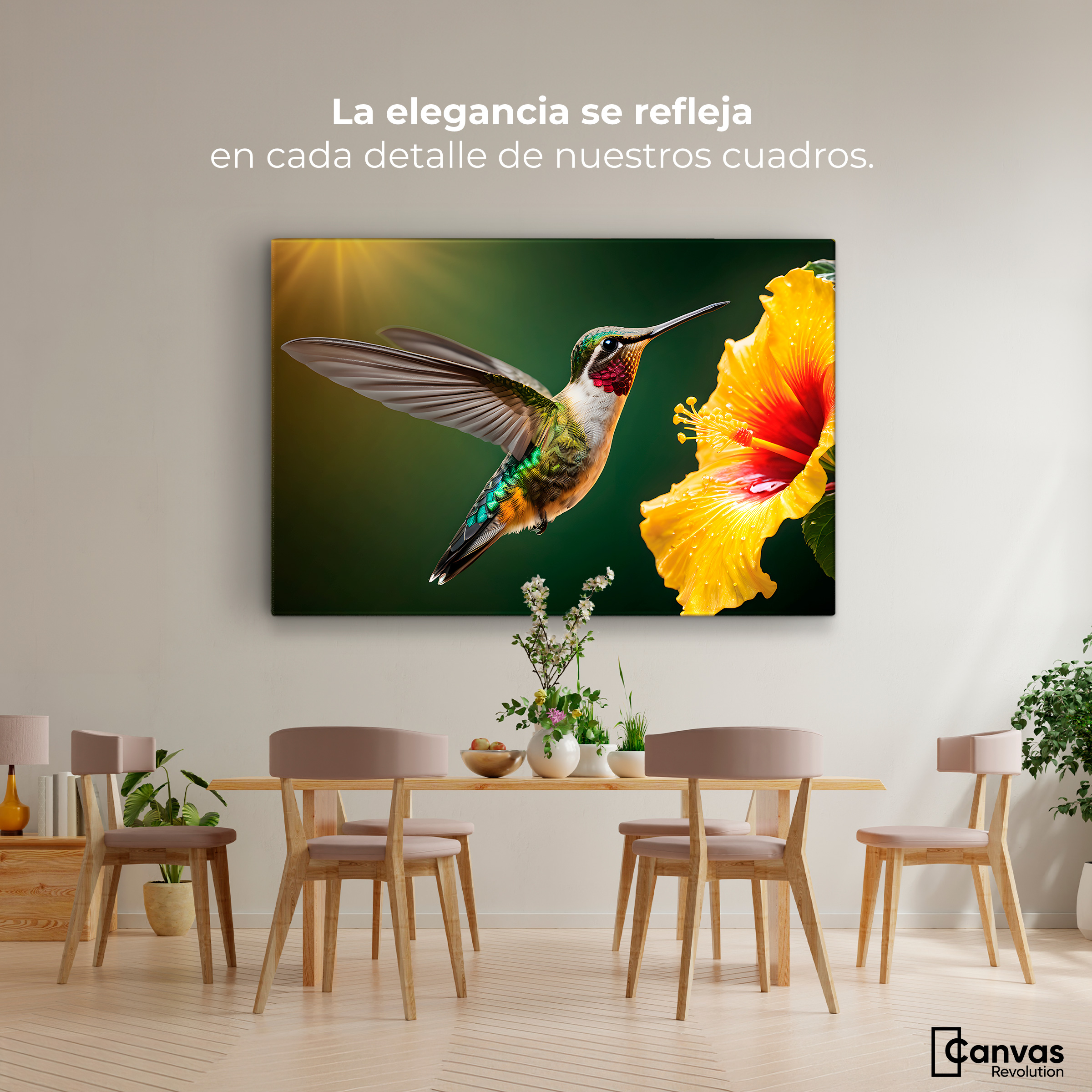 Foto 3 pulgar | Cuadros De Colibrí Canvas Colibrí Ala Néctar 90x60