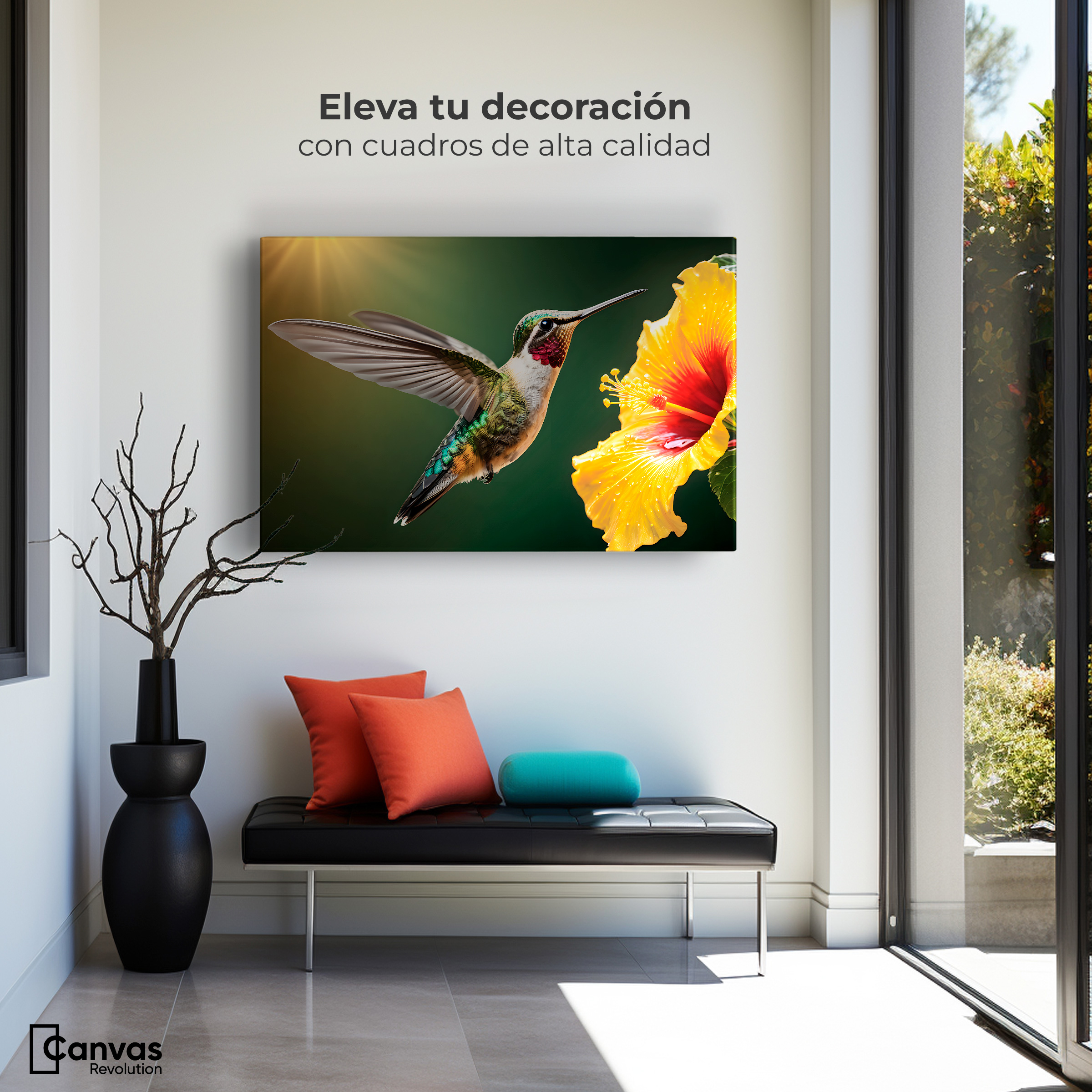 Foto 4 pulgar | Cuadros De Colibrí Canvas Colibrí Ala Néctar 90x60
