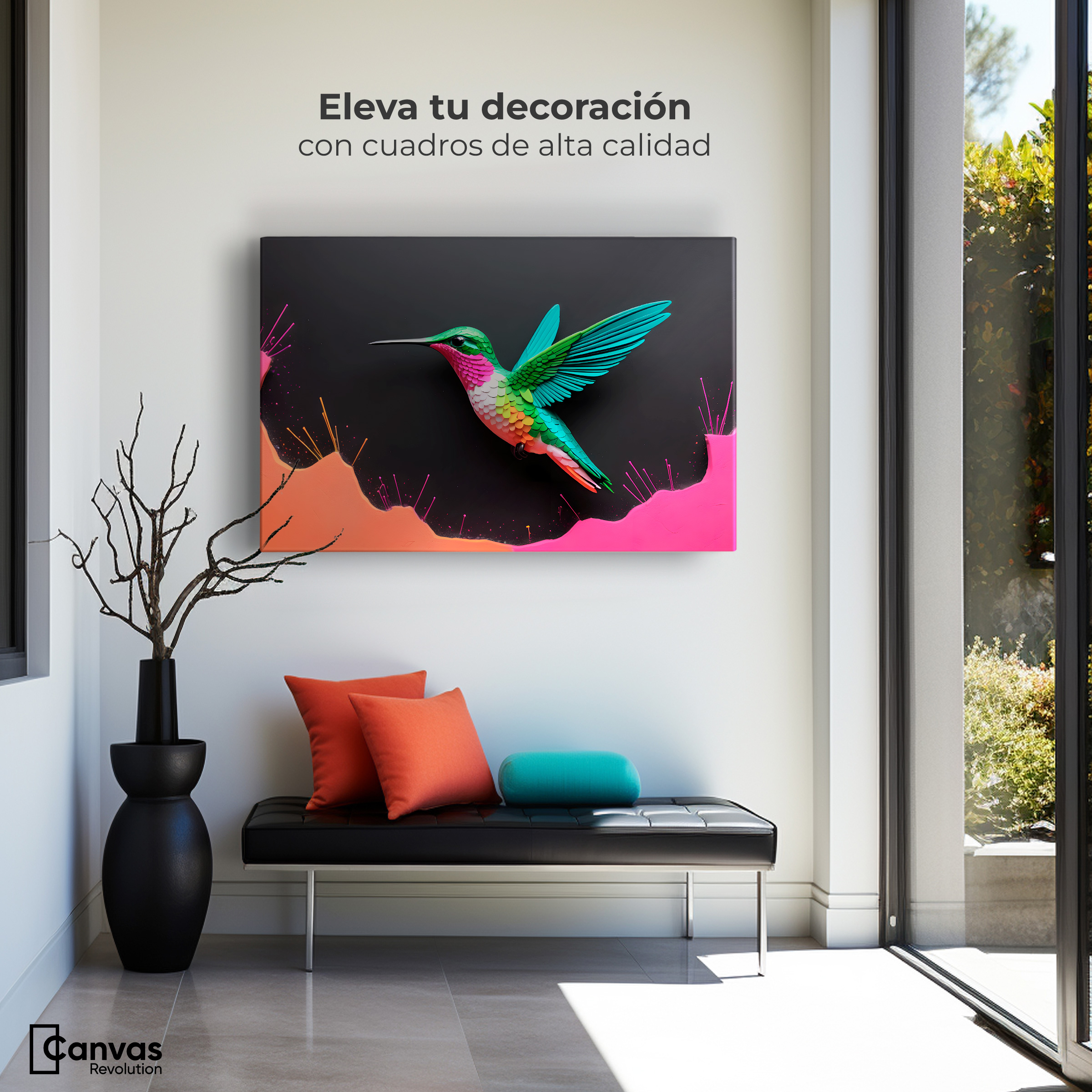 Foto 4 pulgar | Cuadros De Colibrí Canvas Colibrí En Colores 90x60