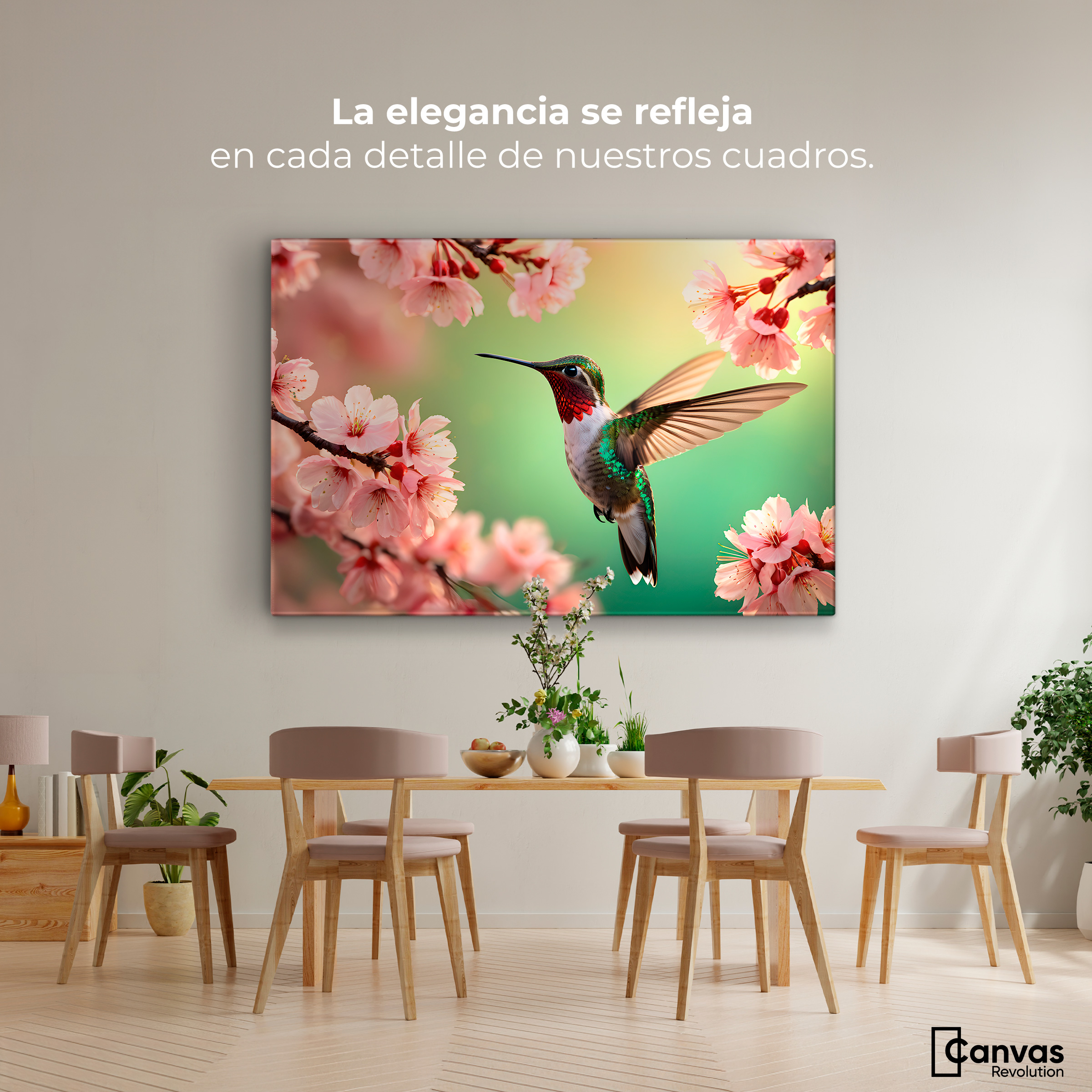Foto 3 pulgar | Cuadros De Colibrí Canvas Colibrí Danza Flor 90x60