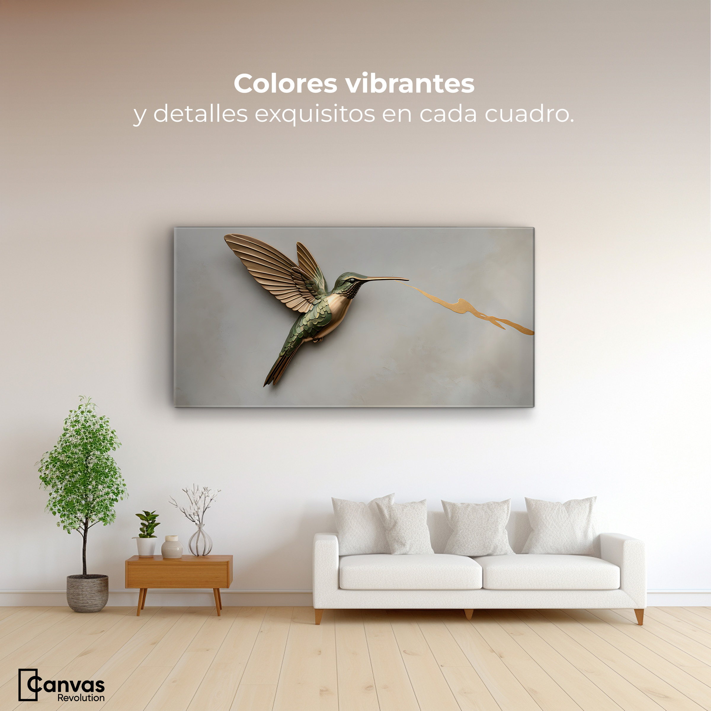 Foto 3 pulgar | Cuadros De Colibrí Canvas Colibrí Fuerza Luz 120x60