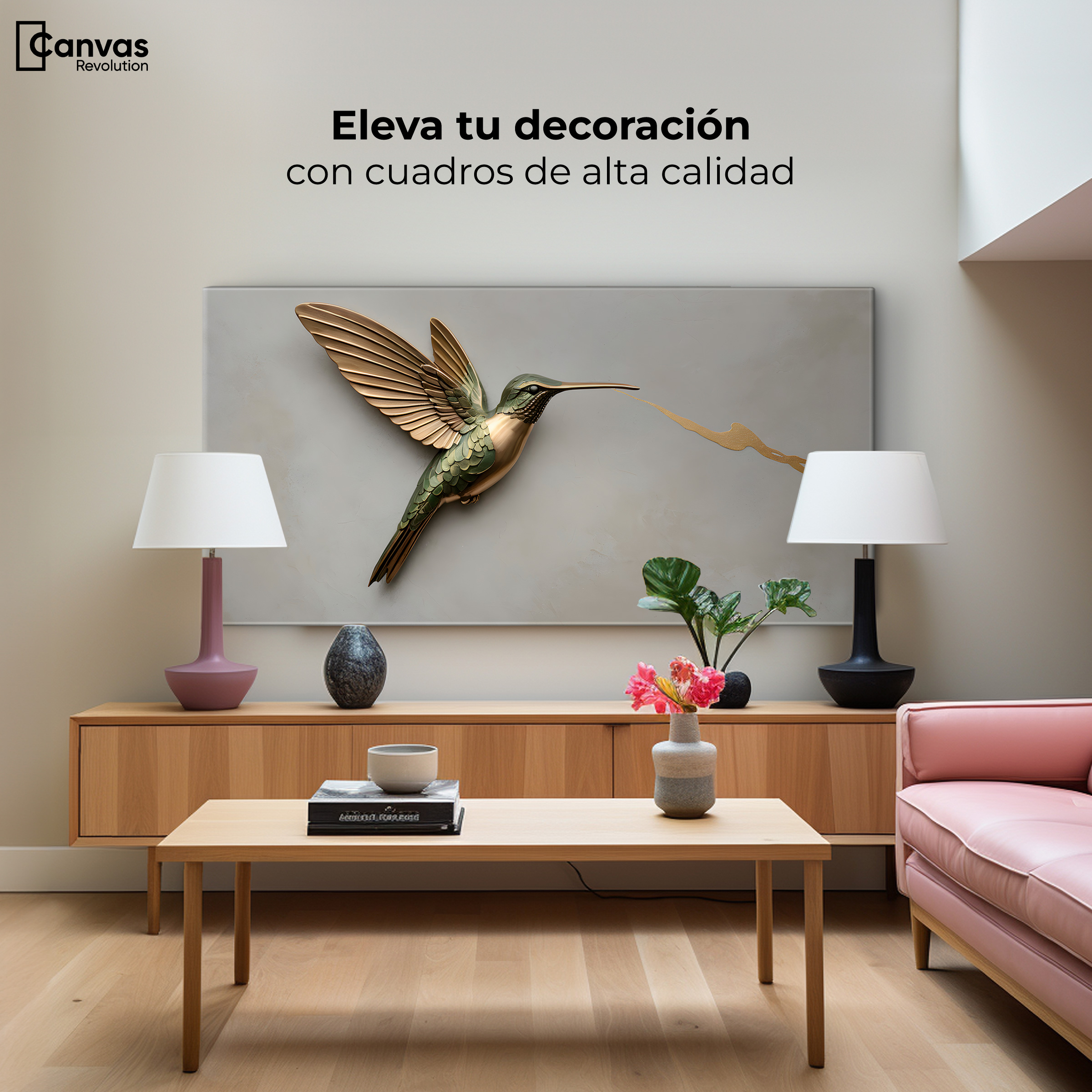 Foto 4 pulgar | Cuadros De Colibrí Canvas Colibrí Fuerza Luz 120x60