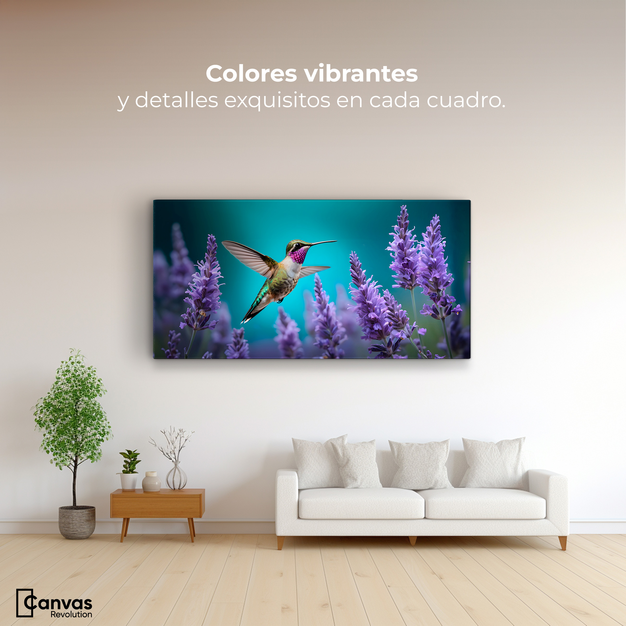 Foto 3 pulgar | Cuadros De Colibrí Canvas Colibrí Lavandas 120x60
