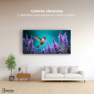 Foto 2 | Cuadros De Colibrí Canvas Colibrí Lavandas 120x60