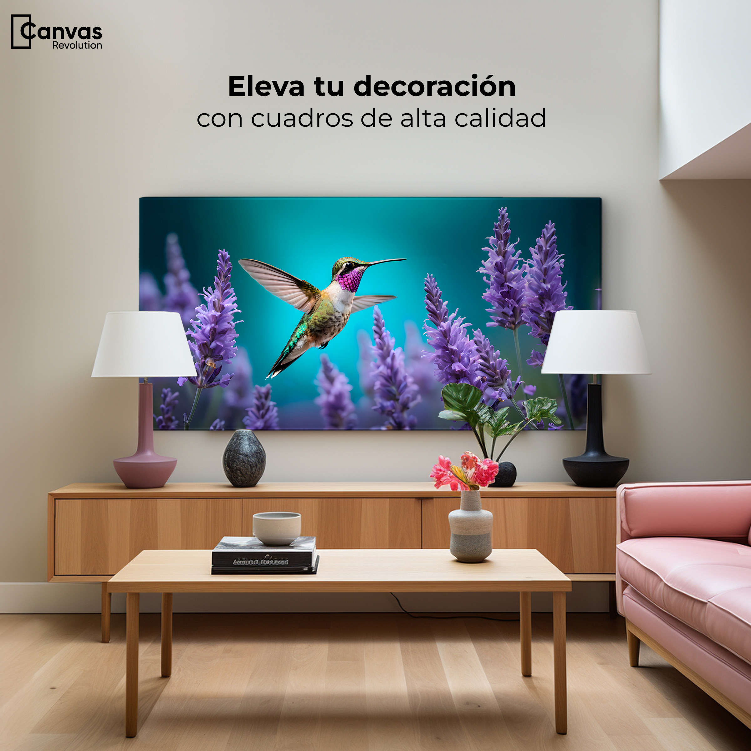 Foto 4 pulgar | Cuadros De Colibrí Canvas Colibrí Lavandas 120x60