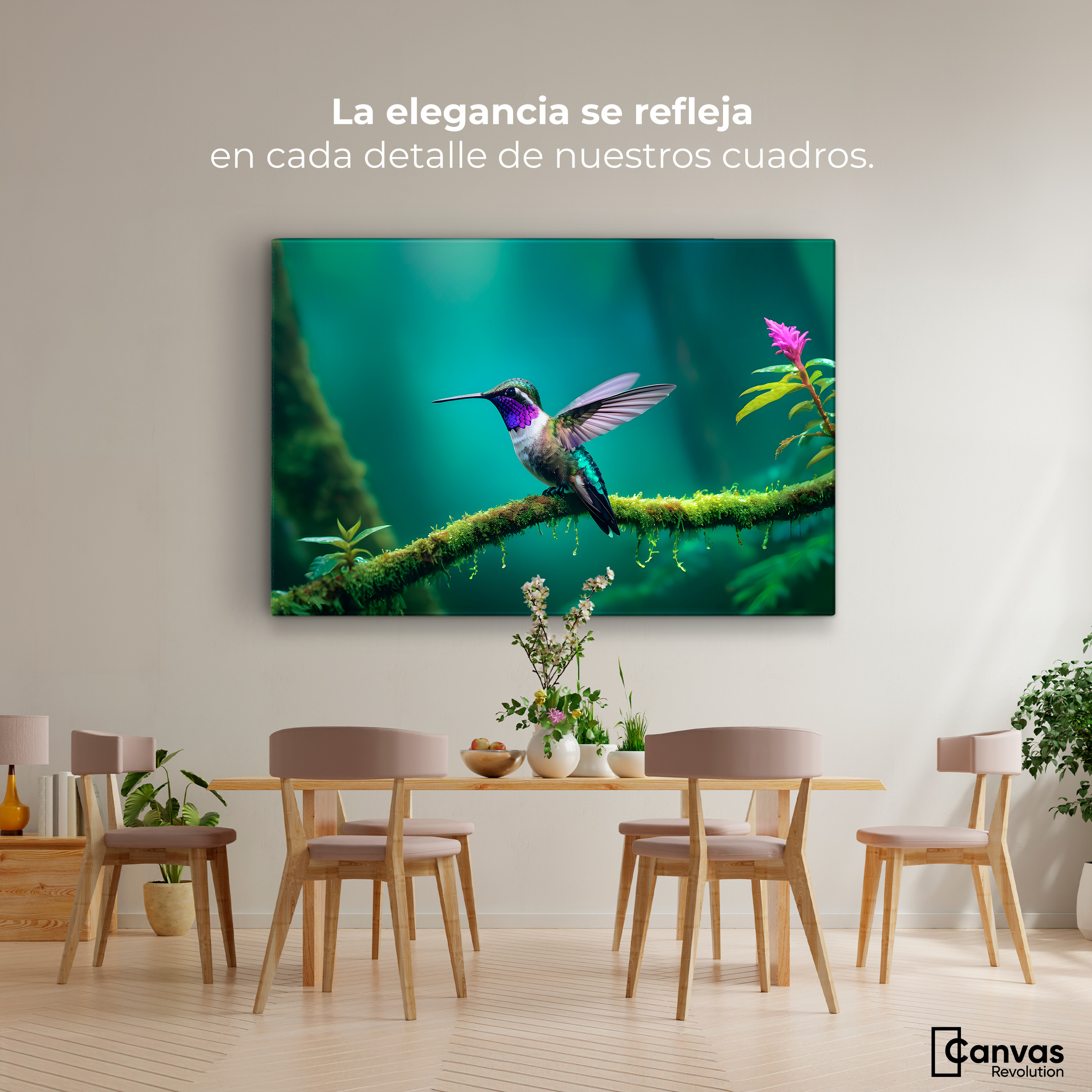 Foto 3 pulgar | Cuadros De Colibrí Canvas Colibrí Selvático 90x60