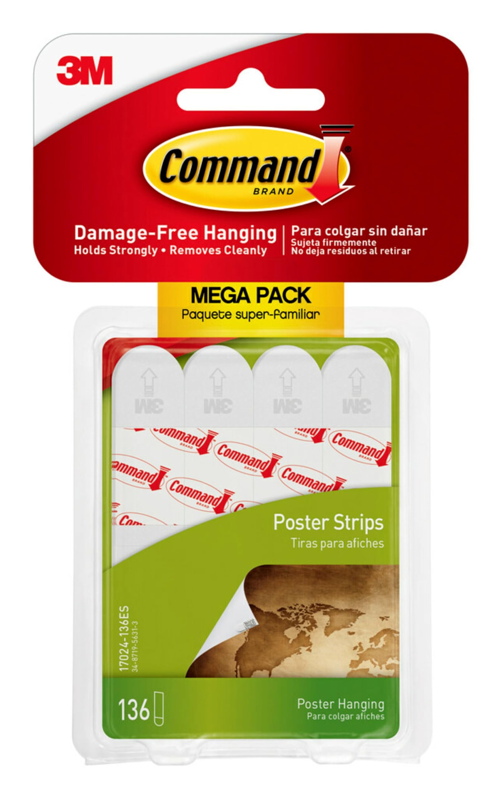 Foto 1 | Tiras Para Colgar Poster Strips Command 136, Blancas, Que No Se Dañan - Venta Internacional.