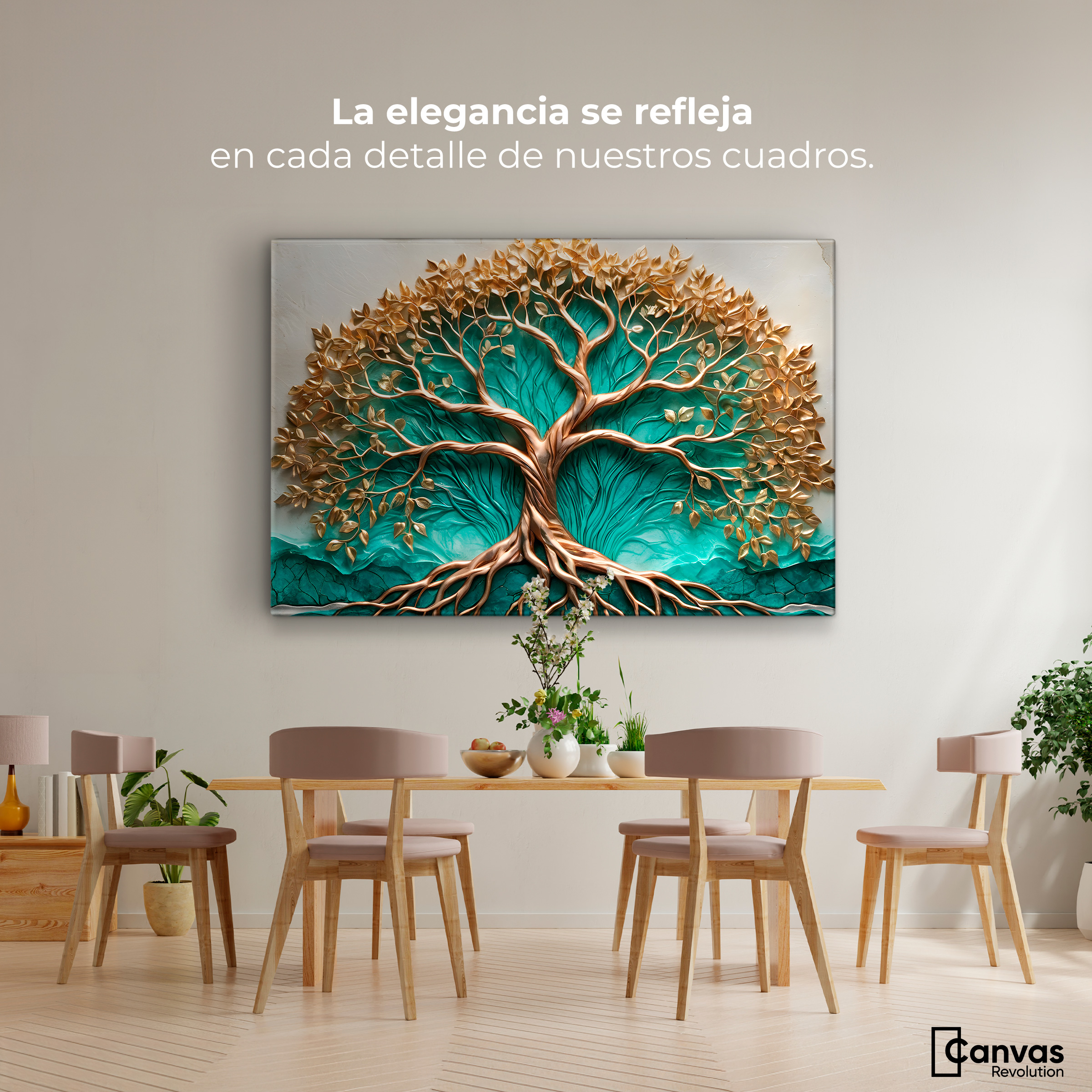 Foto 3 pulgar | Cuadro Árbol De La Vida Canvas Árbol Vida Jade 90x60