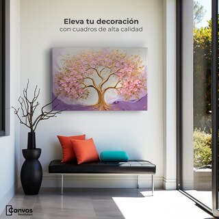 Foto 3 | Cuadro Árbol De La Vida Canvas Árbol Vida Oro Rosa 90x60
