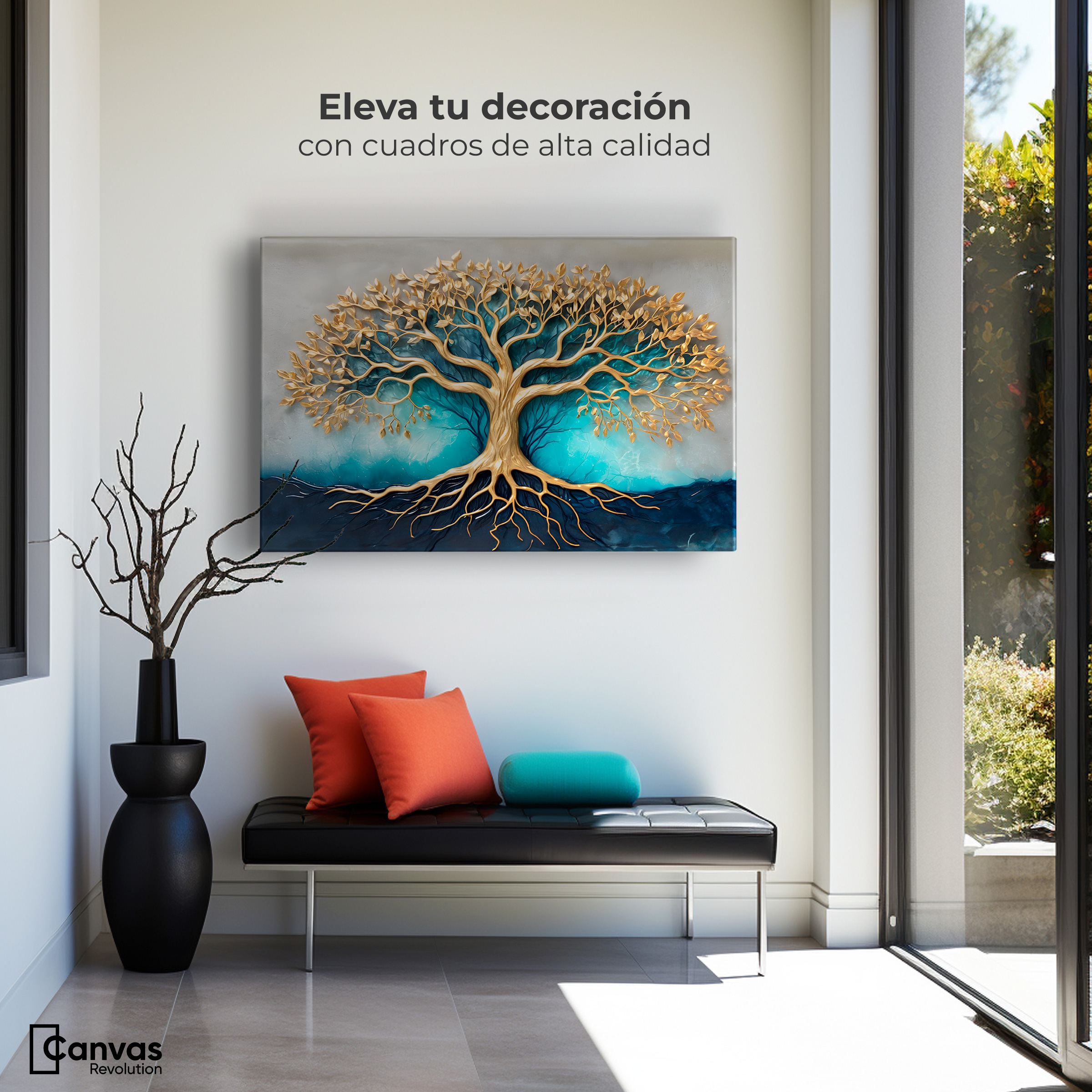 Foto 3 | Cuadro Árbol De La Vida Canvas Árbol Vida Luz Oro 90x60