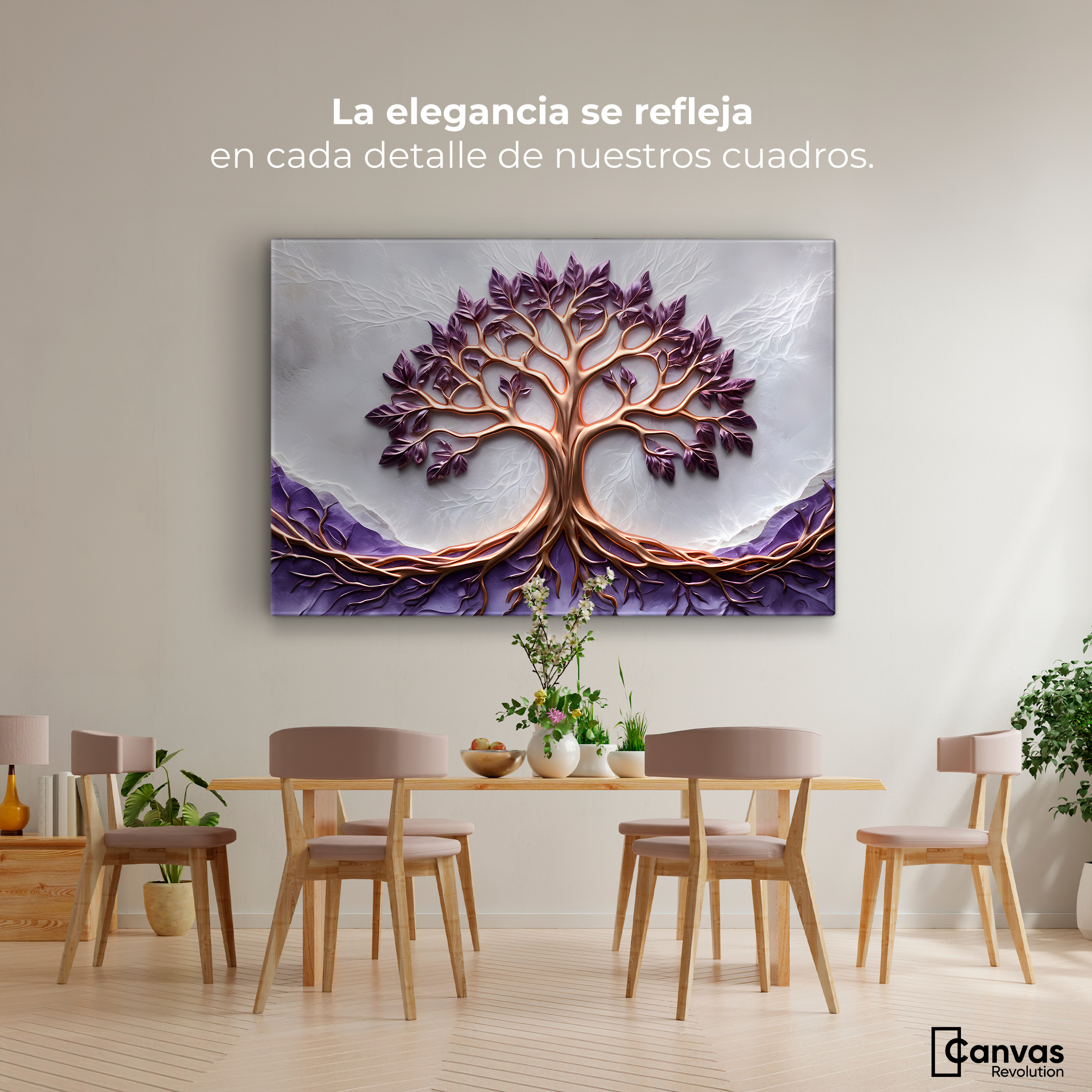 Foto 3 pulgar | Cuadro Árbol De La Vida Canvas Árbol Vida Lavanda 90x60