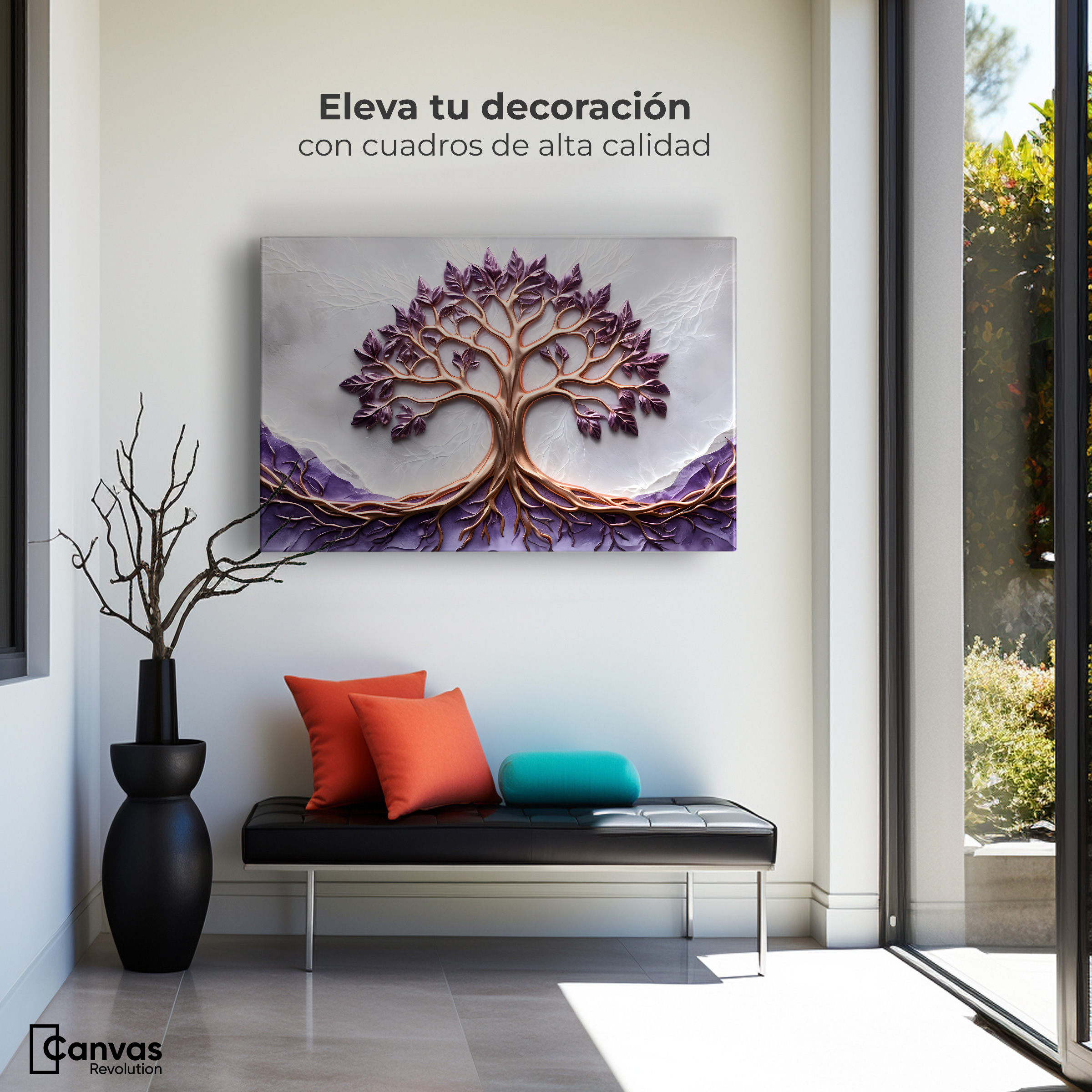 Foto 4 pulgar | Cuadro Árbol De La Vida Canvas Árbol Vida Lavanda 90x60