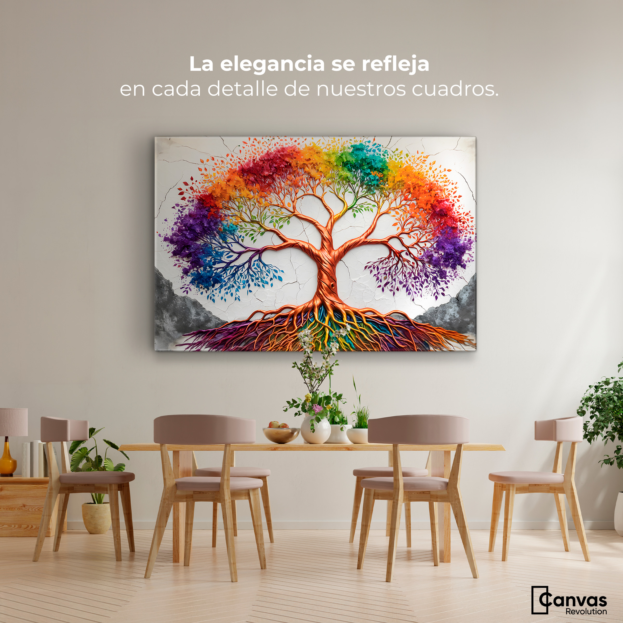 Foto 2 | Cuadro Árbol De La Vida Canvas Árbol Vida Arcoiris 90x60