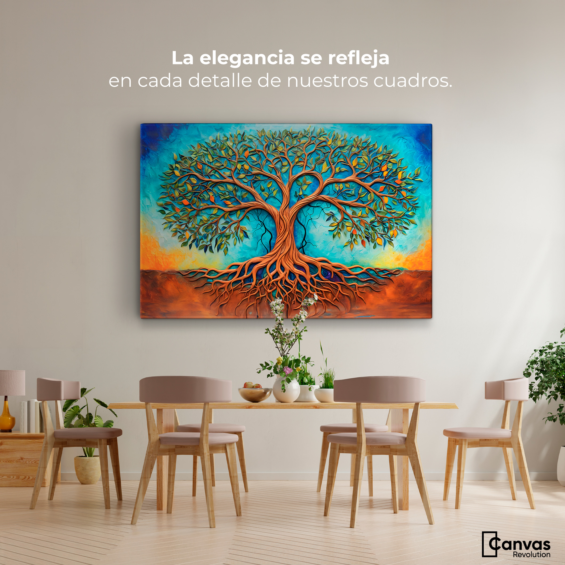 Foto 3 pulgar | Cuadro Árbol De La Vida Canvas Árbol Vida Conexión 90x60