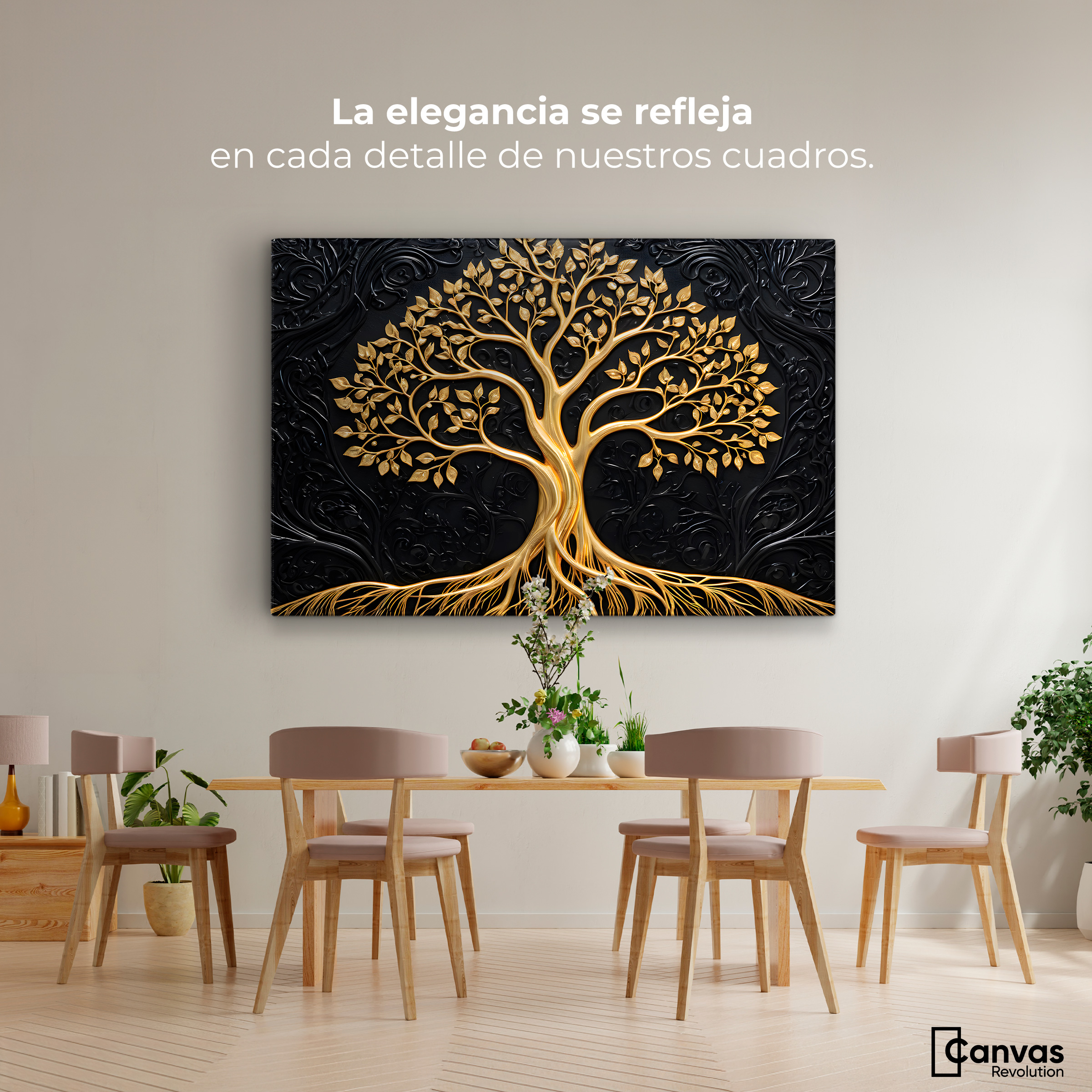 Foto 3 pulgar | Cuadro Árbol De La Vida Canvas Árbol Vida Oro 90x60