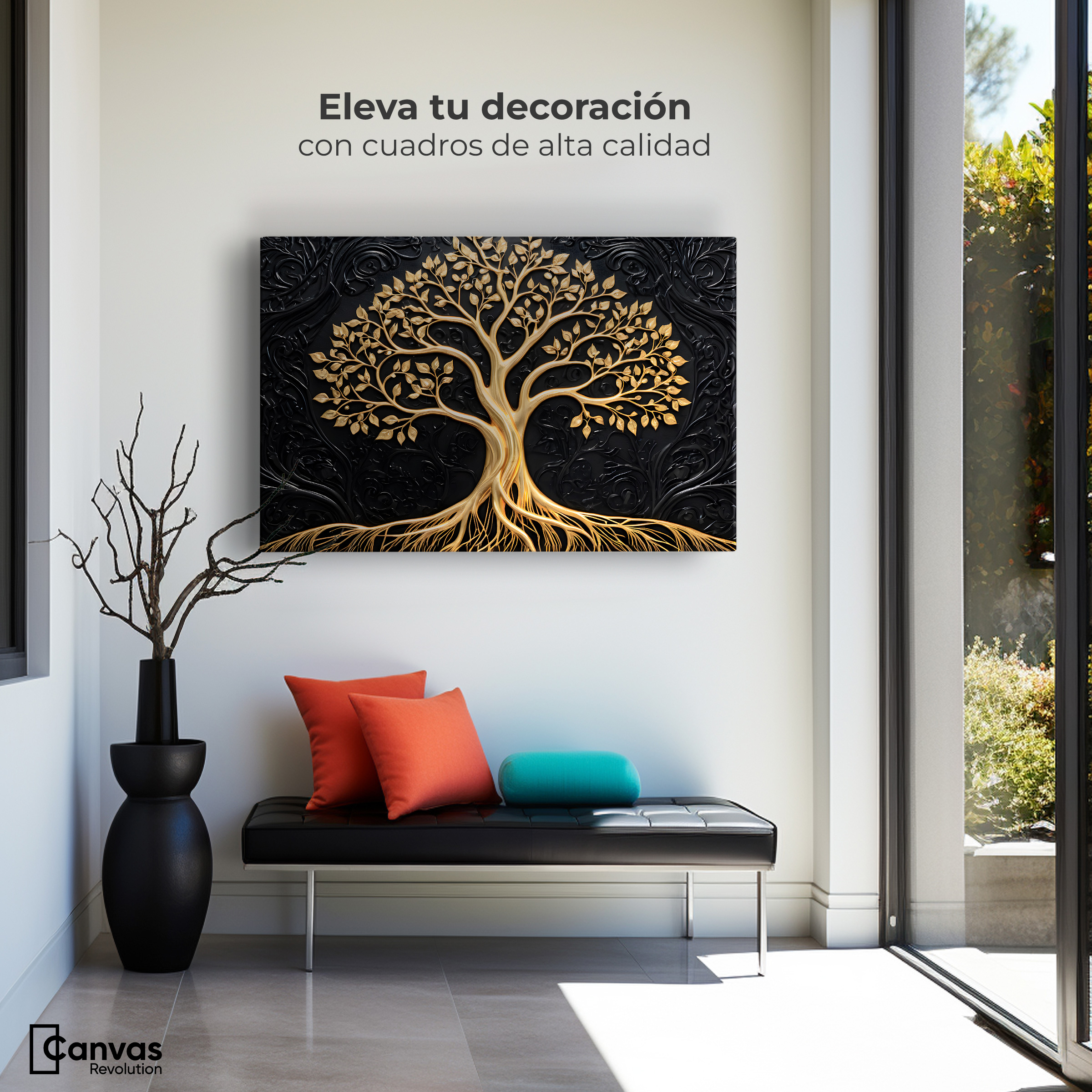 Foto 4 pulgar | Cuadro Árbol De La Vida Canvas Árbol Vida Oro 90x60