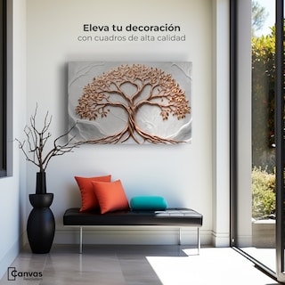 Foto 3 | Cuadro Árbol De La Vida Canvas Árbol Piedra Oro 90x60