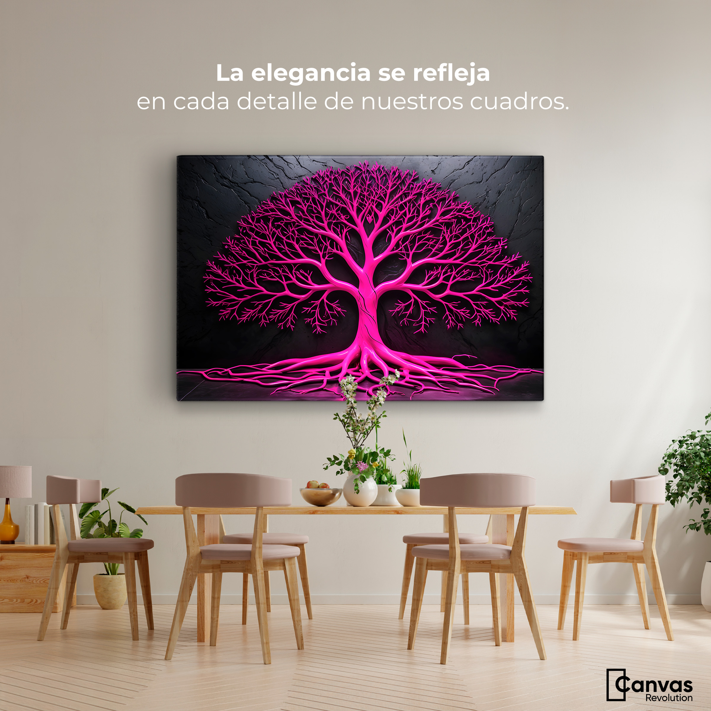 Foto 3 pulgar | Cuadro Árbol De La Vida Canvas Arbol Vida Rosa 90x60