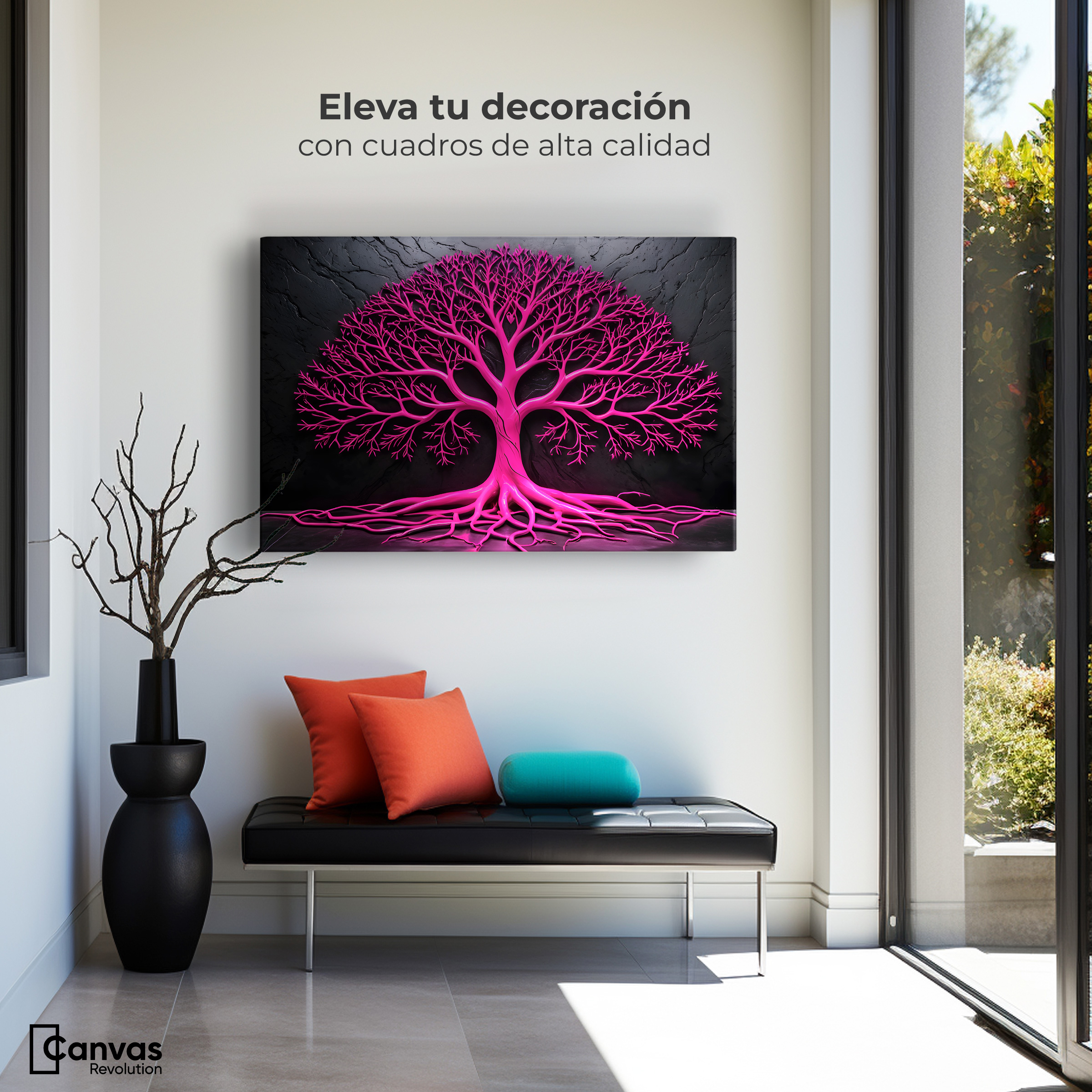 Foto 4 pulgar | Cuadro Árbol De La Vida Canvas Arbol Vida Rosa 90x60