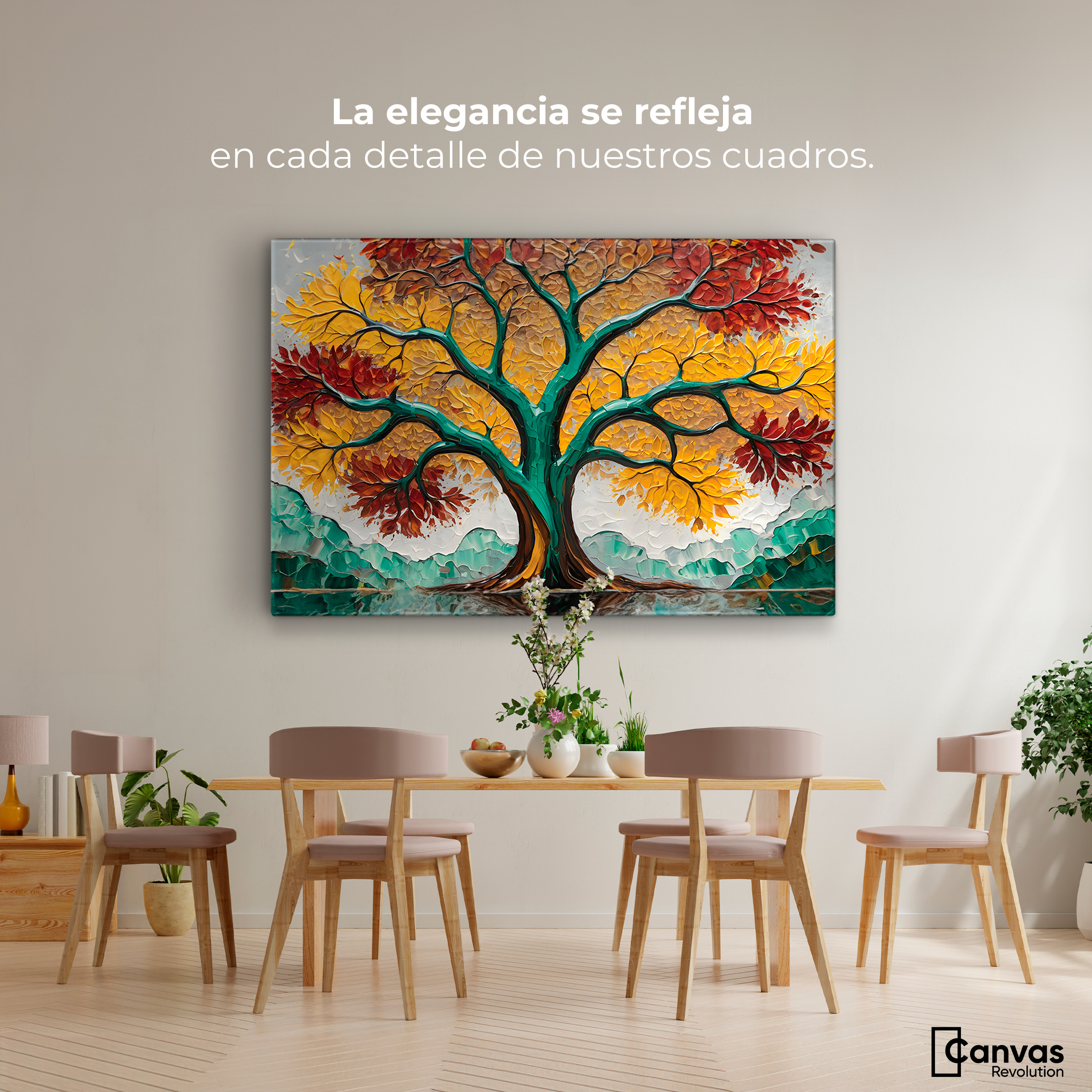 Foto 3 pulgar | Cuadro Árbol De La Vida Canvas Árbol Vida Amanecer 90x60
