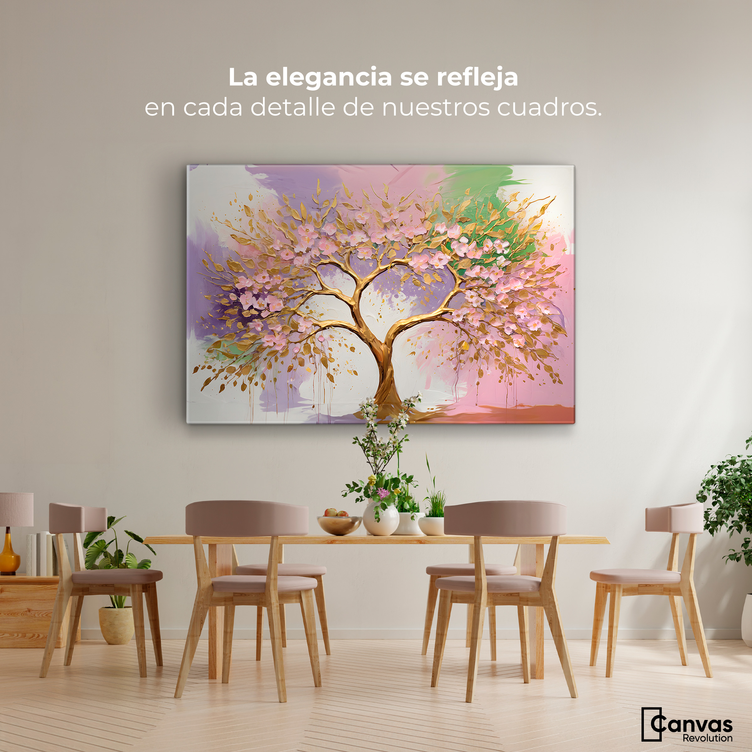 Foto 3 pulgar | Cuadro Árbol De La Vida Canvas Árbol Vida Flor Oro 90x60