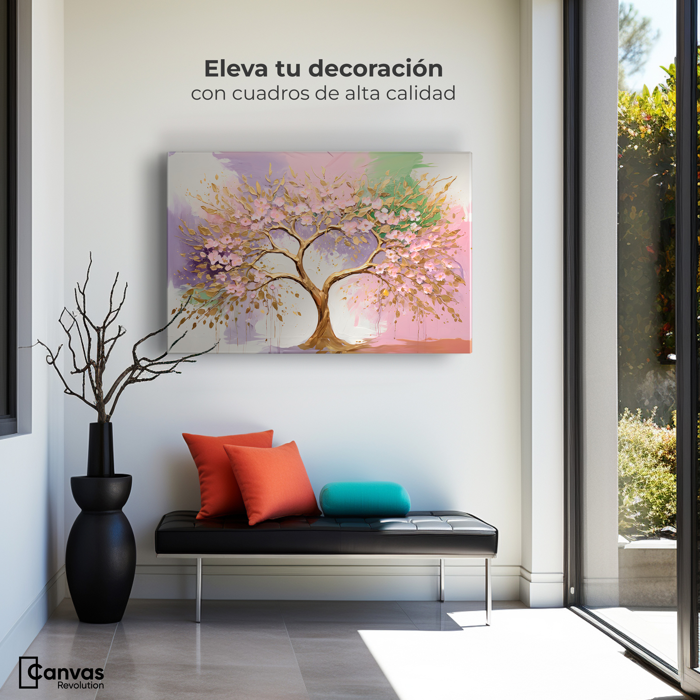 Foto 3 | Cuadro Árbol De La Vida Canvas Árbol Vida Flor Oro 90x60
