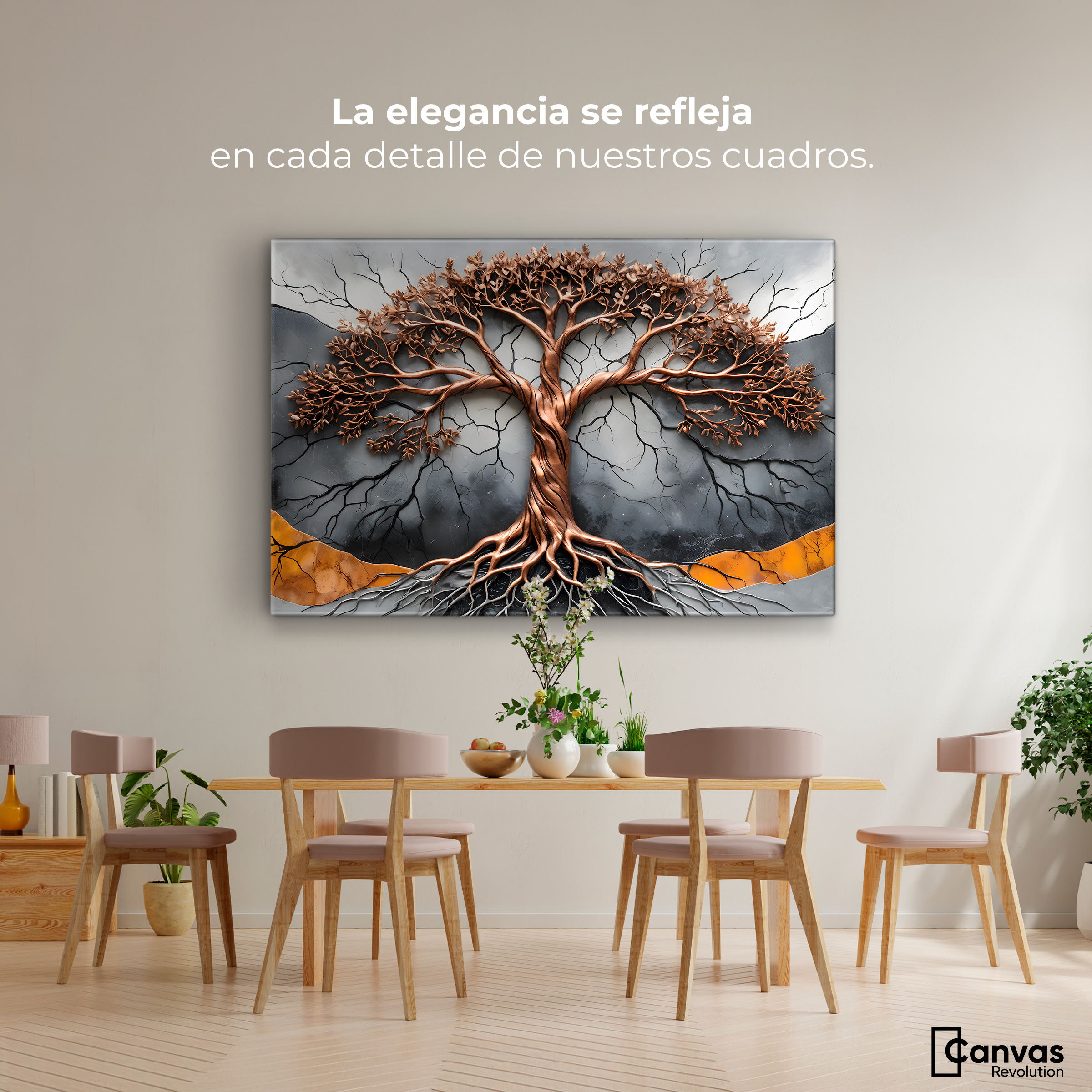 Foto 3 pulgar | Cuadro Árbol De La Vida Canvas Árbol Vida Onix 90x60