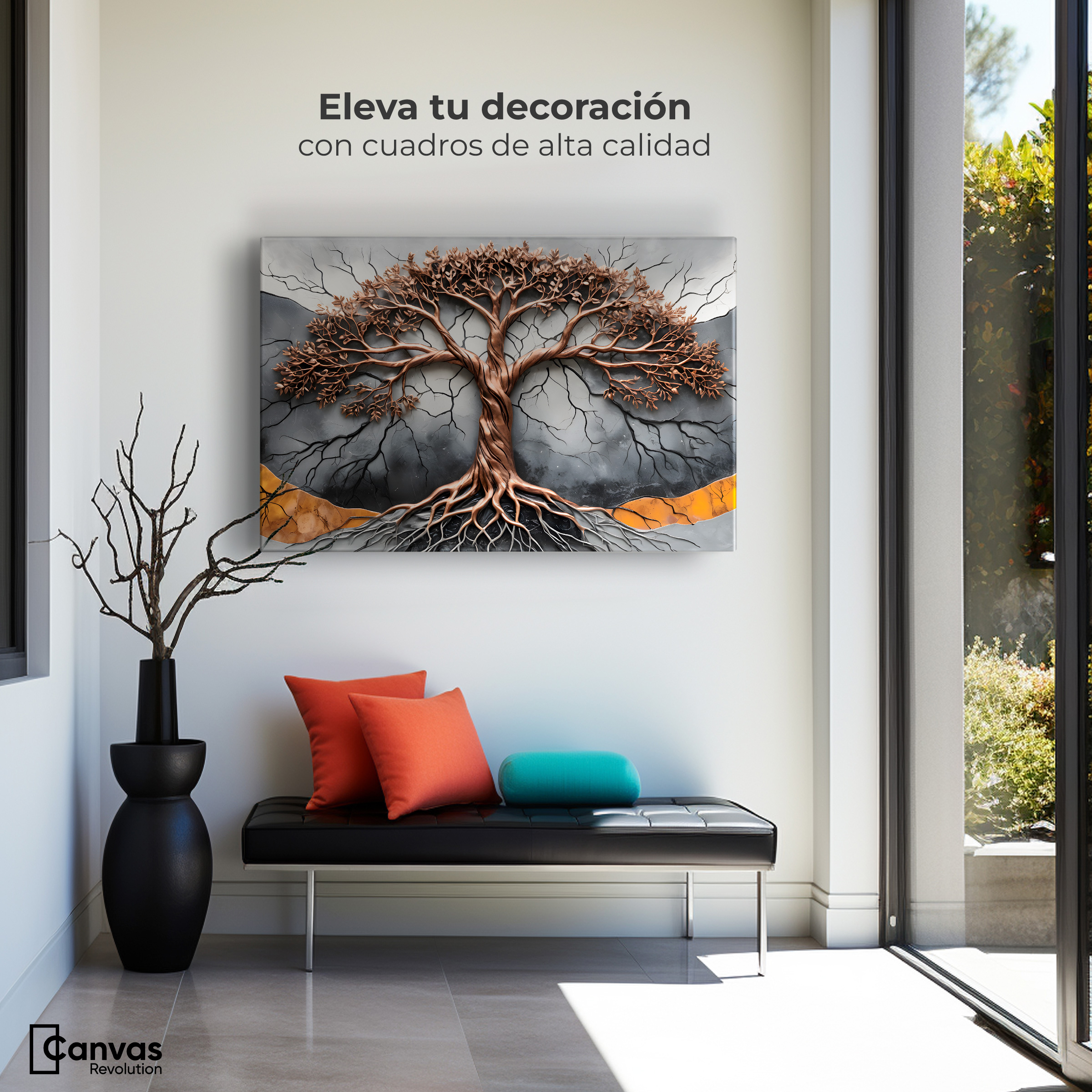 Foto 3 | Cuadro Árbol De La Vida Canvas Árbol Vida Onix 90x60