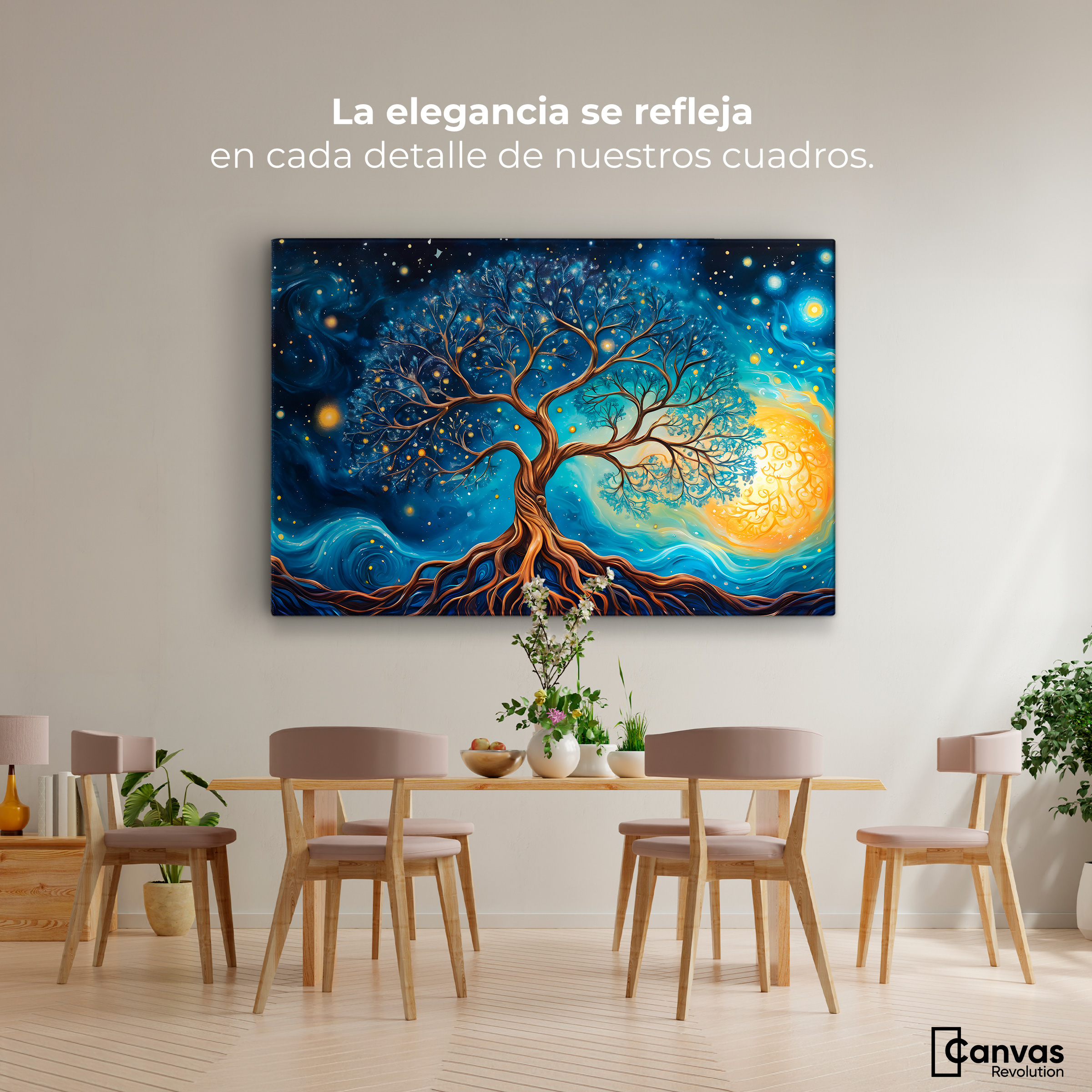 Foto 3 pulgar | Cuadro Árbol De La Vida Canvas Árbol Vida Universo 90x60