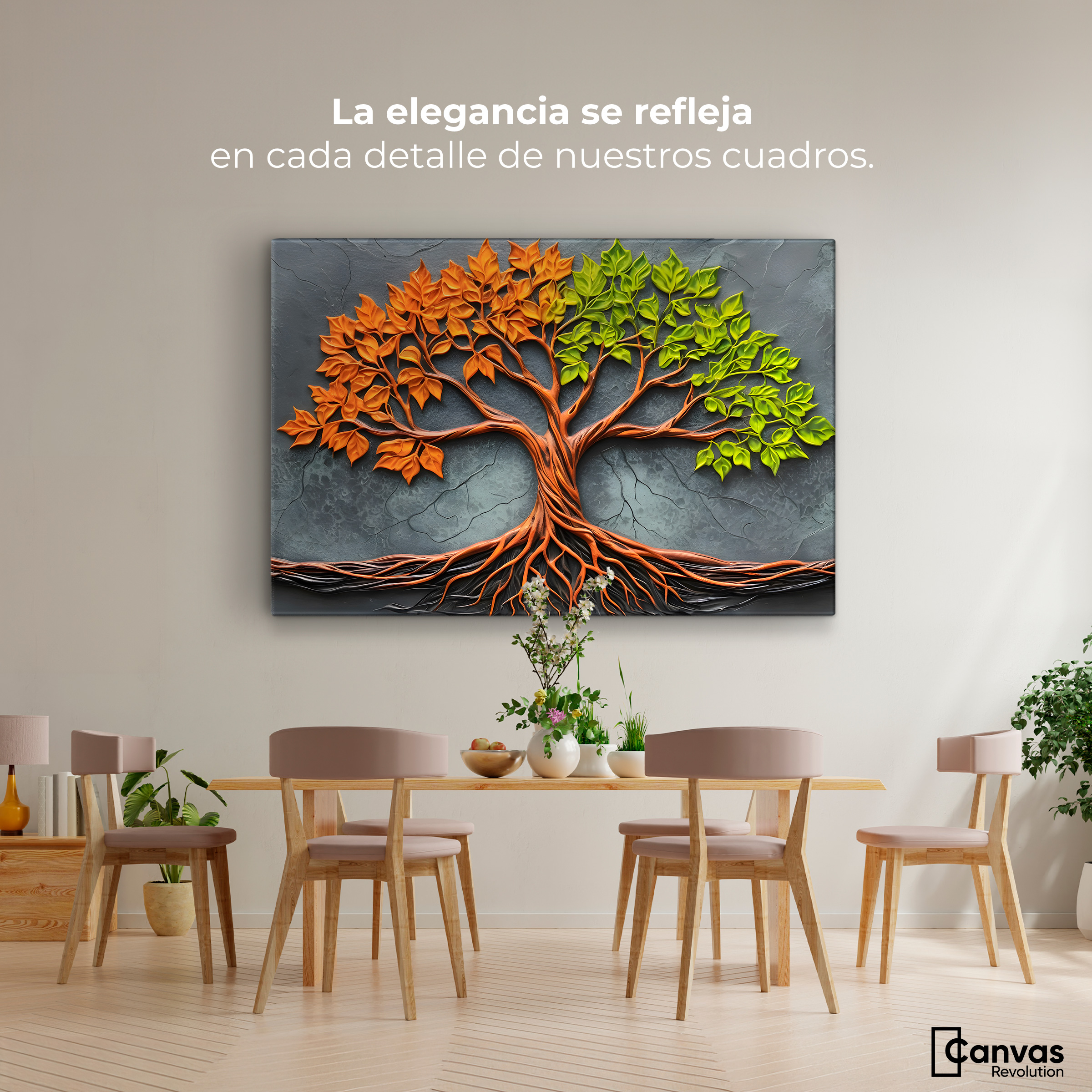 Foto 3 pulgar | Cuadro Árbol De La Vida Canvas Árbol Vida Florecer 90x60