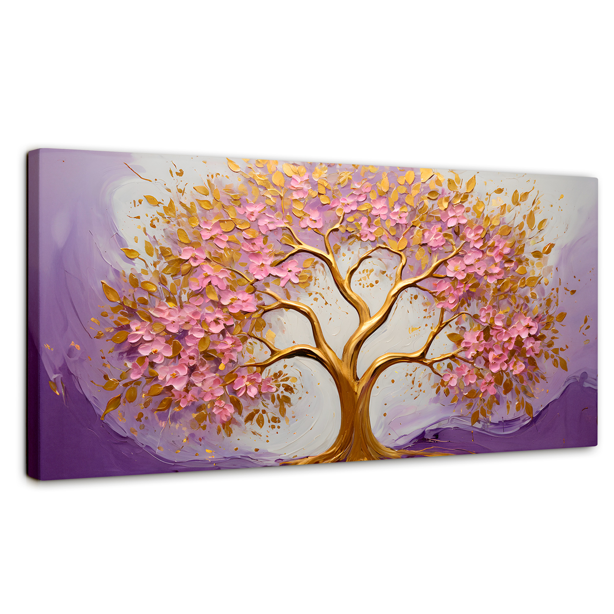 Foto 2 pulgar | Cuadro Árbol De La Vida Canvas Árbol Vida Oro Rosa 120x60