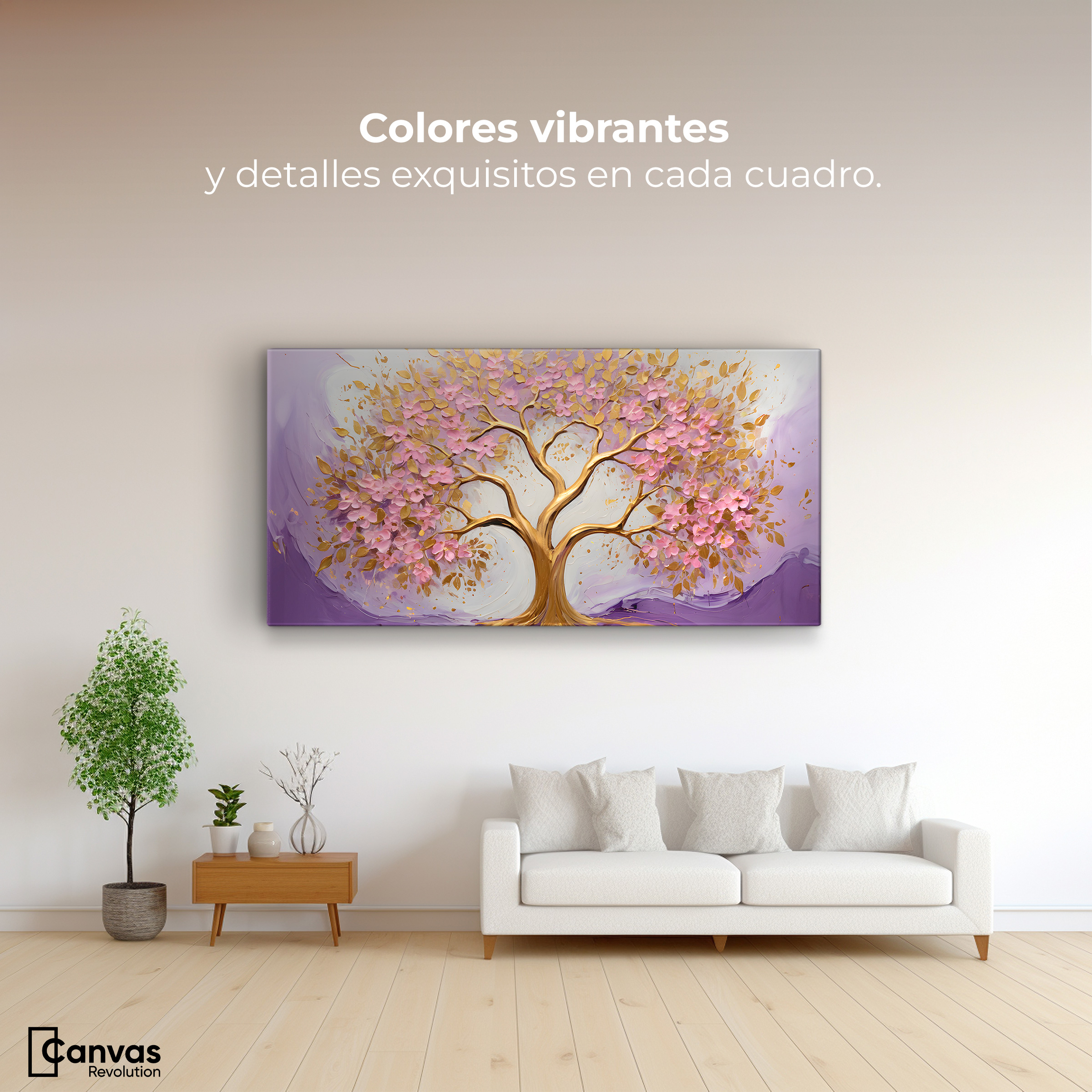 Foto 2 | Cuadro Árbol De La Vida Canvas Árbol Vida Oro Rosa 120x60