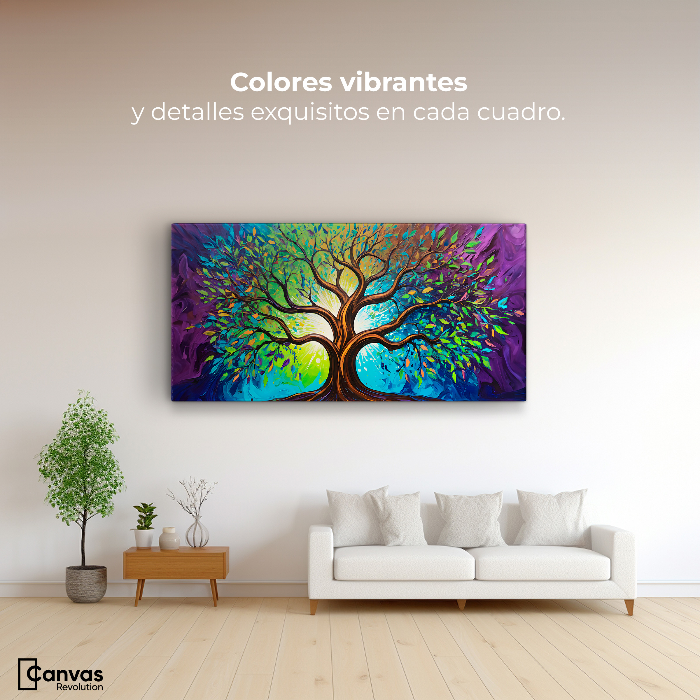 Foto 3 pulgar | Cuadro Árbol De La Vida Canvas Árbol Vida Ilumina 120x60