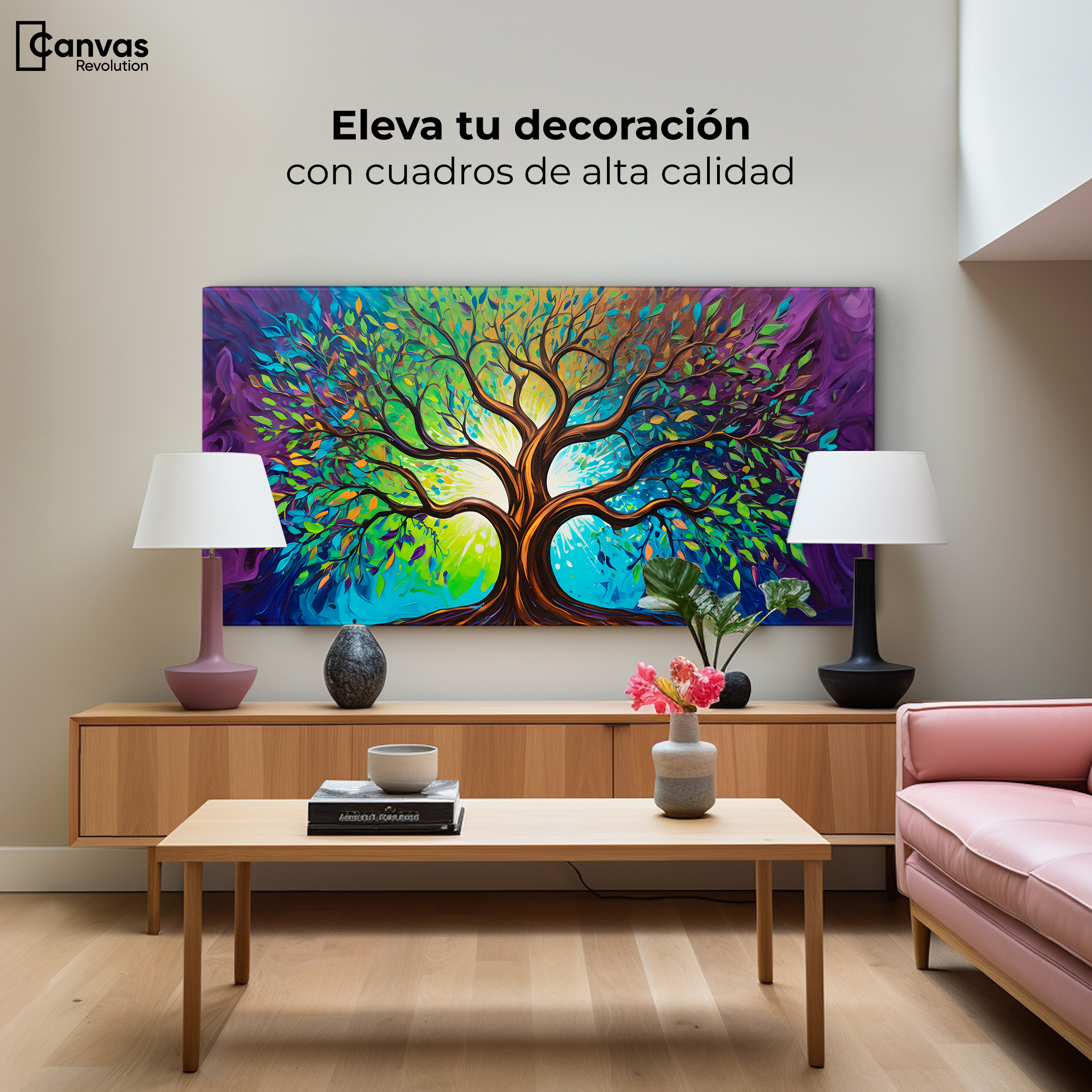 Foto 4 pulgar | Cuadro Árbol De La Vida Canvas Árbol Vida Ilumina 120x60