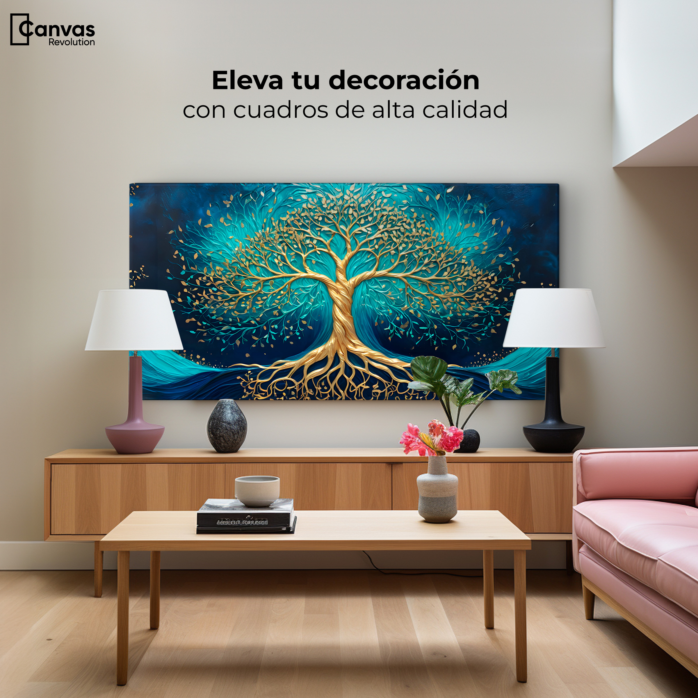 Foto 4 pulgar | Cuadro Árbol De La Vida Canvas Árbol Vida Luz 120x60