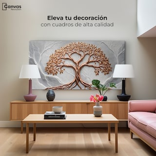 Foto 3 | Cuadro Árbol De La Vida Canvas Árbol Piedra Oro 120x60