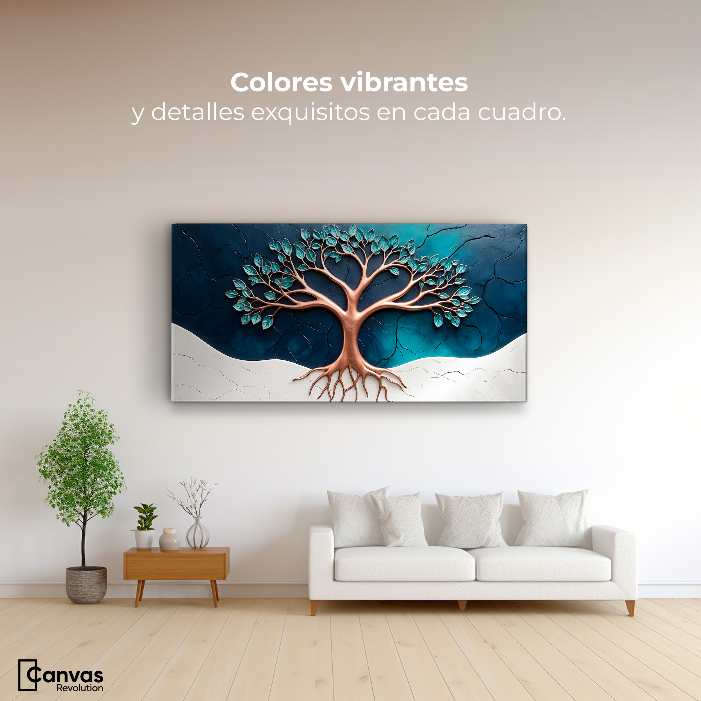 Foto 3 pulgar | Cuadro Árbol De La Vida Canvas Árbol Luminoso 120x60