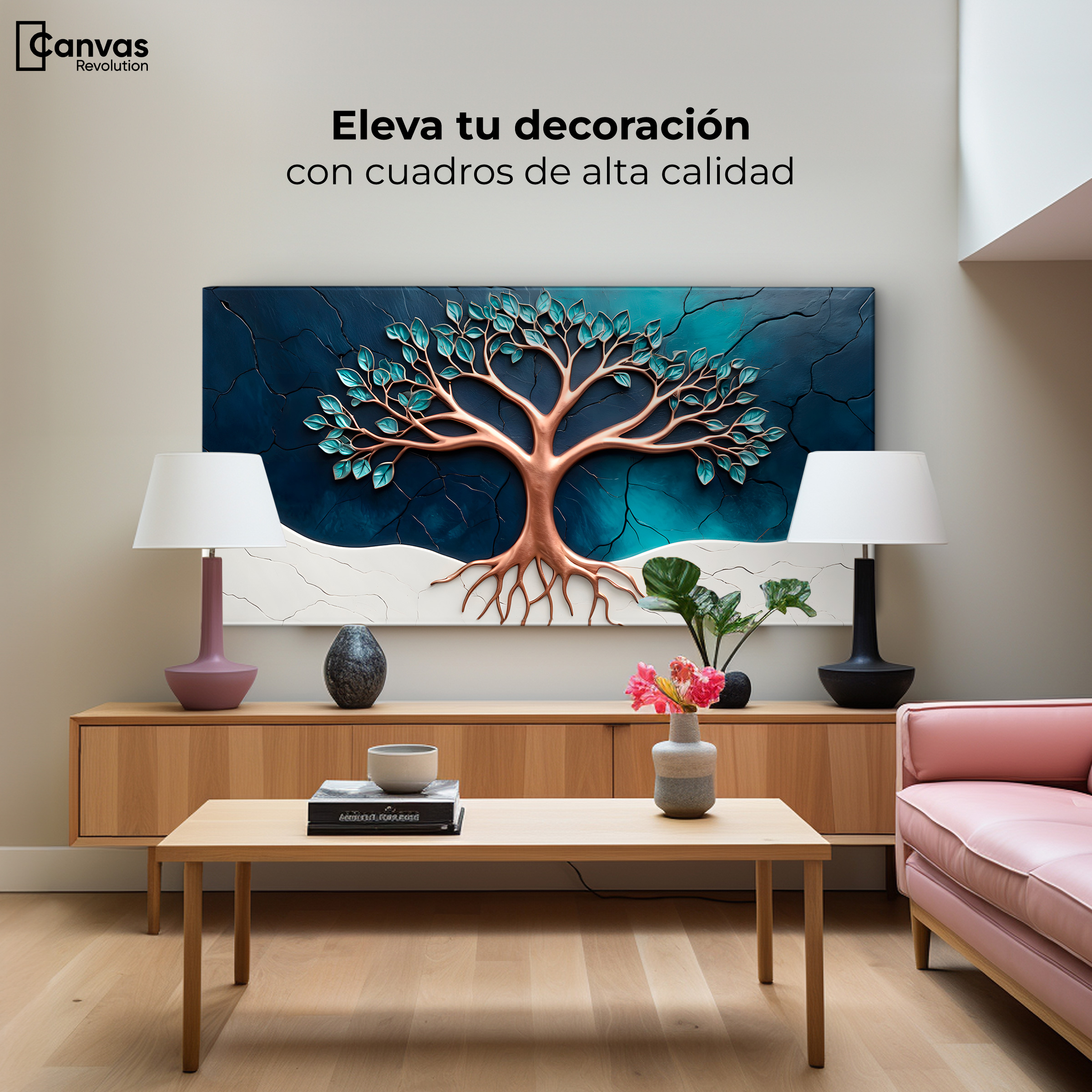 Foto 4 pulgar | Cuadro Árbol De La Vida Canvas Árbol Luminoso 120x60