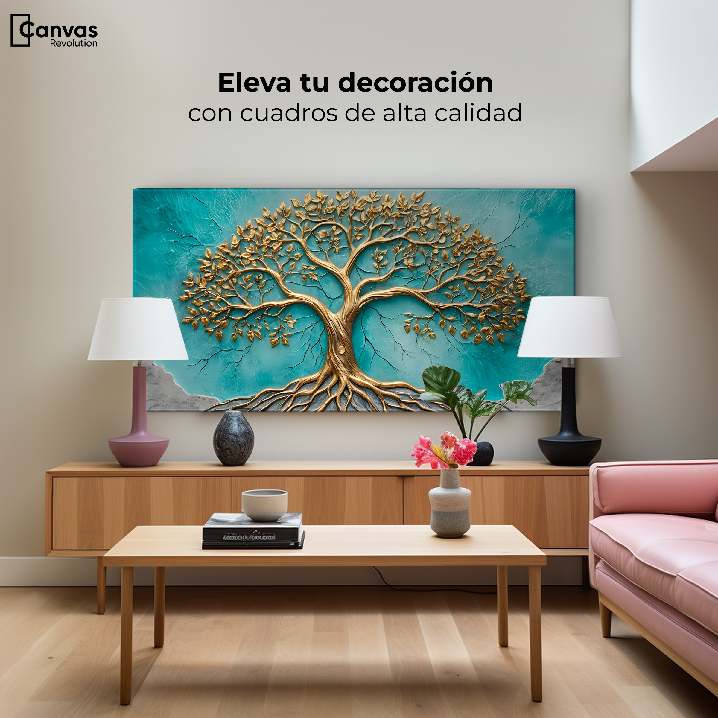 Foto 4 pulgar | Cuadro Árbol De La Vida Canvas Árbol Vida Corazón 120x60