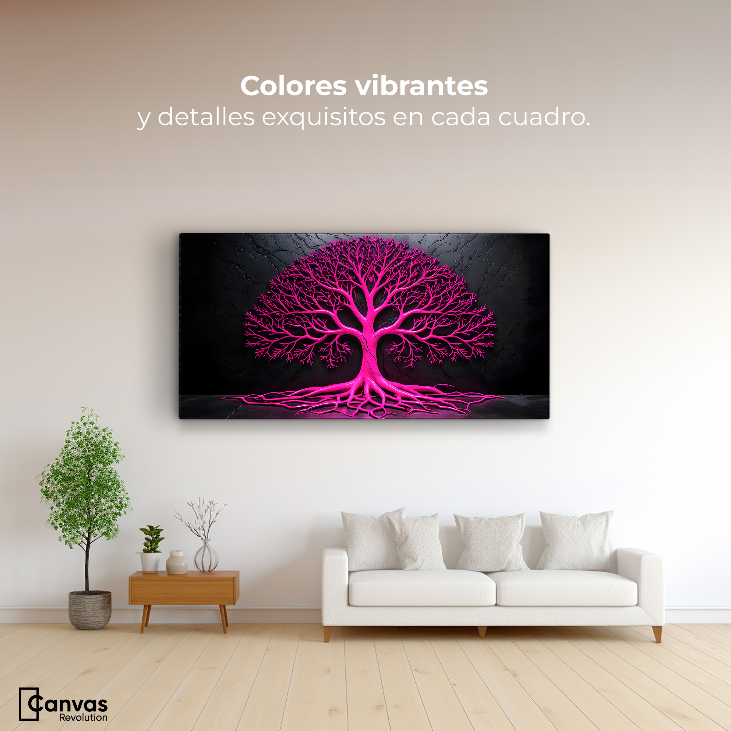 Foto 3 pulgar | Cuadro Árbol De La Vida Canvas Arbol Vida Rosa 120x60